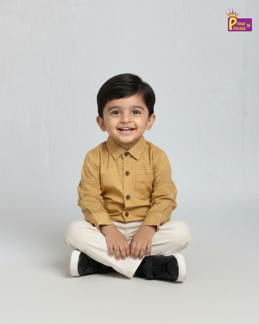 Kids Yellow Cotton Shirt ST214 - Prince N Princess
