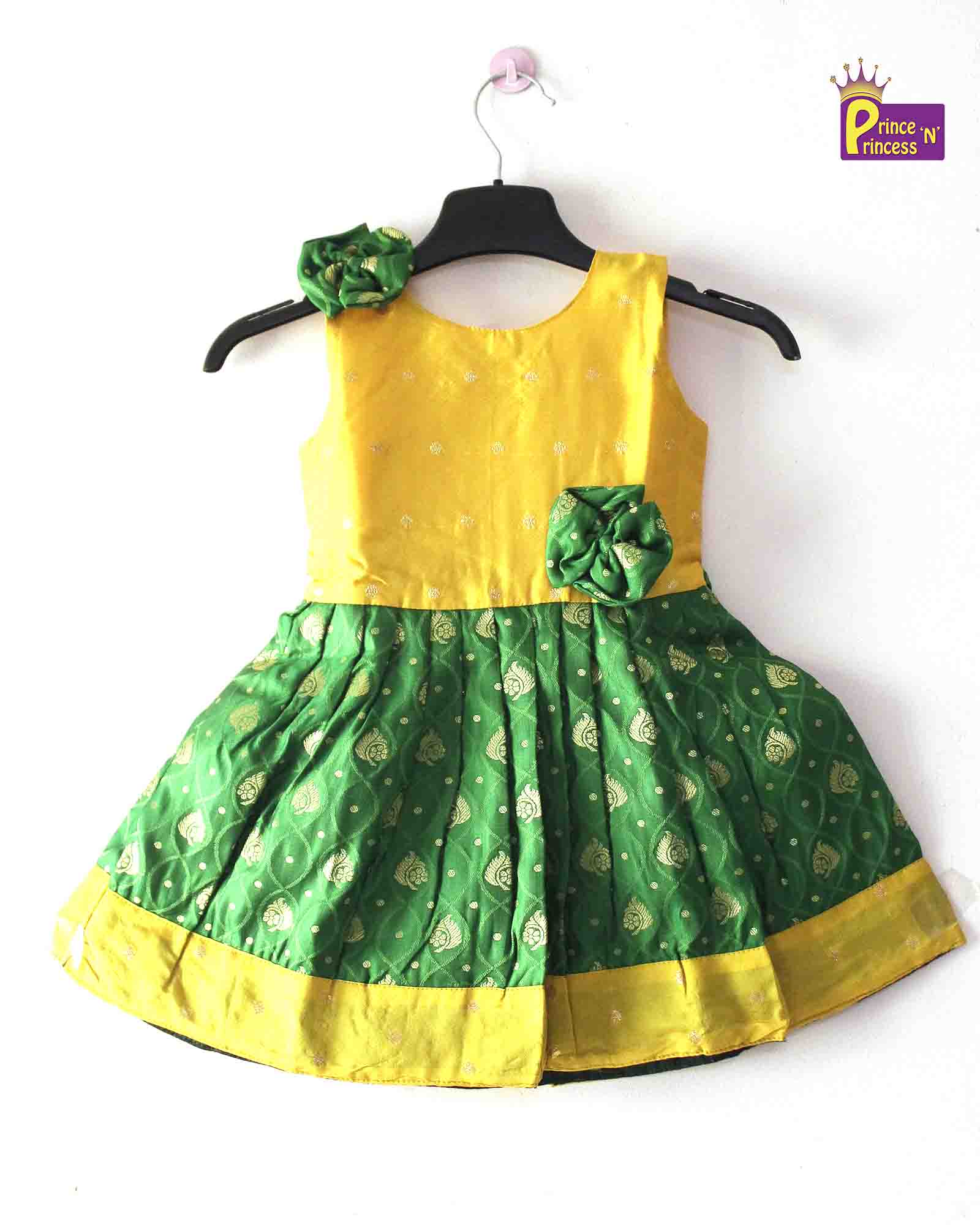 Kids Yellow Green Party Frock LDF193 - Prince N Princess