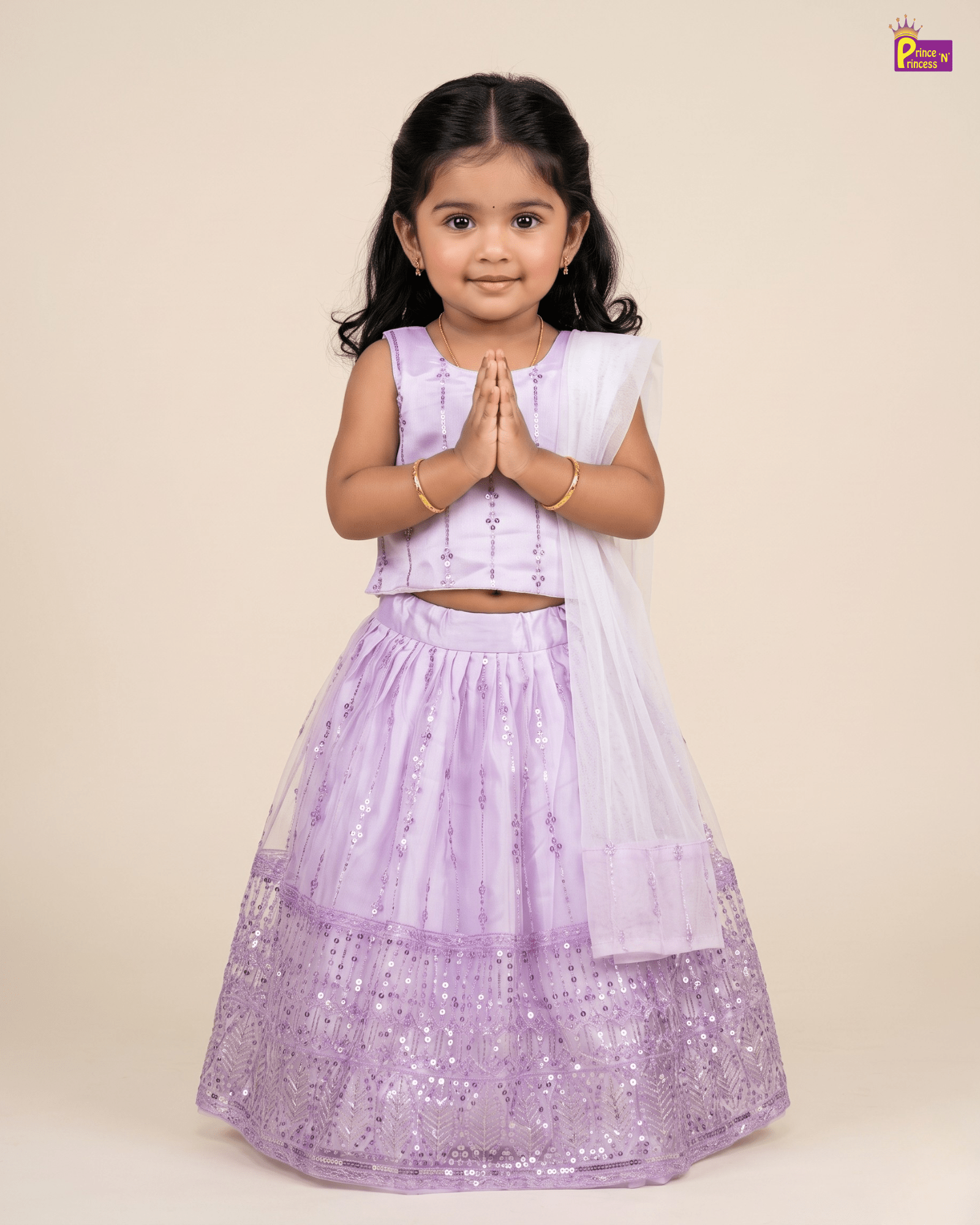 Lavender Designer Lehenga Choli with Net Dupatta for Girls LC280 for kids festival wear