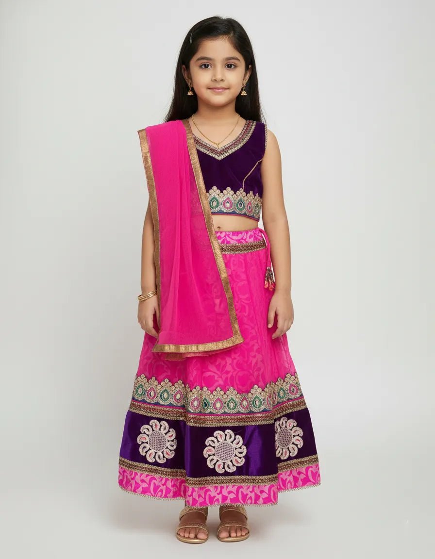Light Pink Purple Half Saree or Dhavani for Little Princess HF046 - Prince N Princess