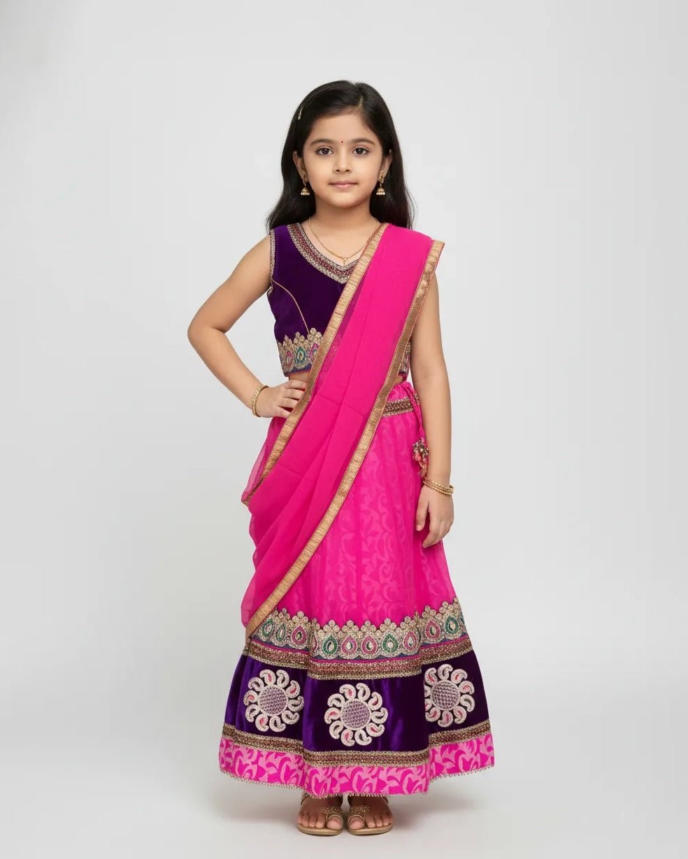 Light Pink Purple Half Saree or Dhavani for Little Princess HF046 - Prince N Princess