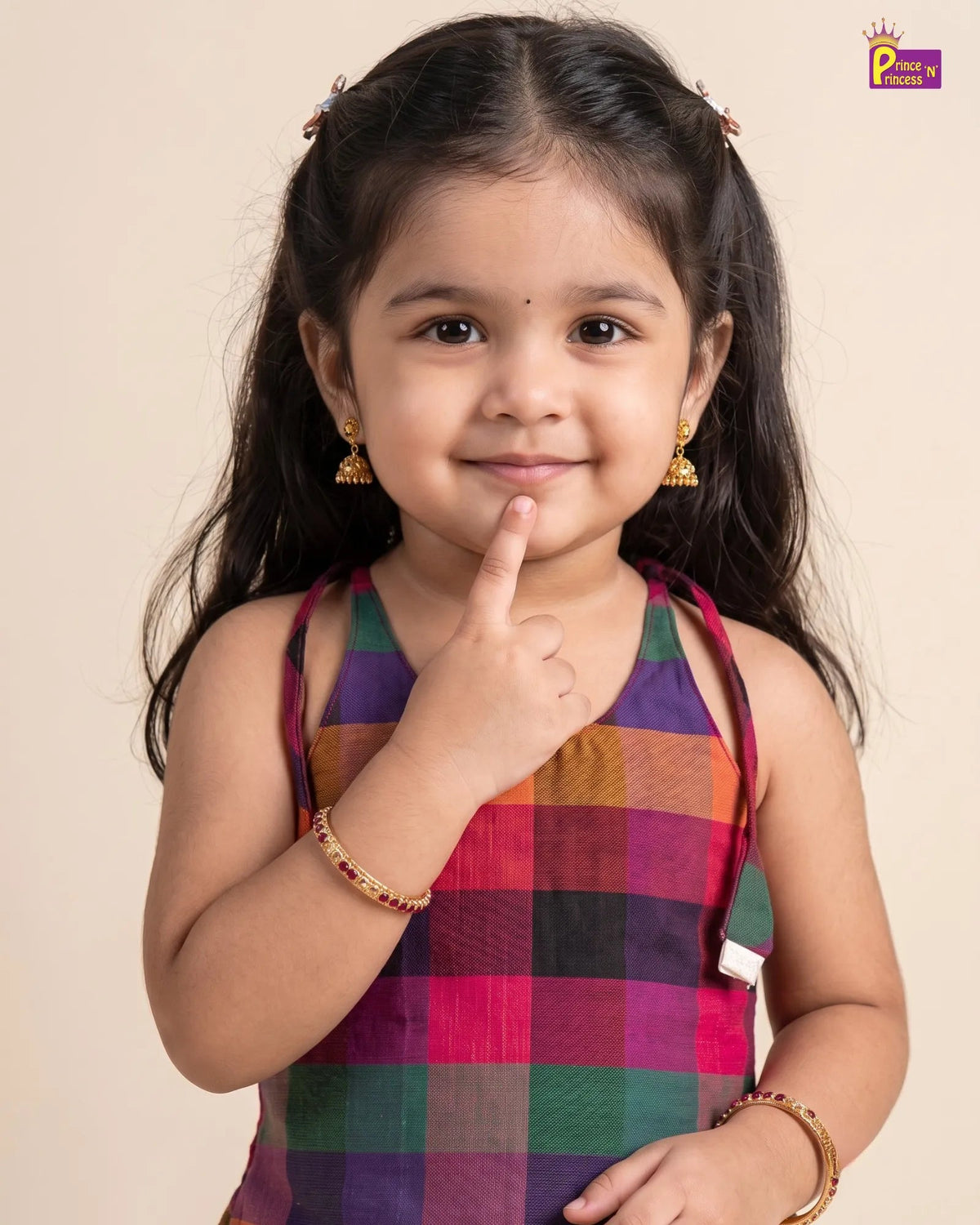 Madras Checks Kasavu Cotton Pavadai for Girls - Pure Cotton Set PPP2197 for kids festival wear