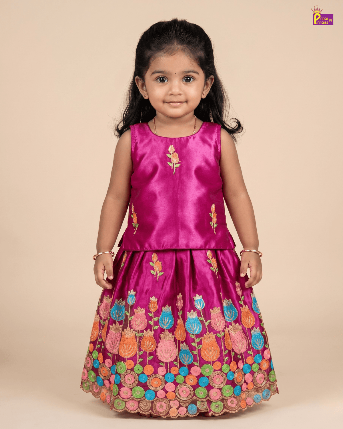 Magenta Floral Embroidered Lehenga Choli for Baby Girls LC164 for kids festival wear