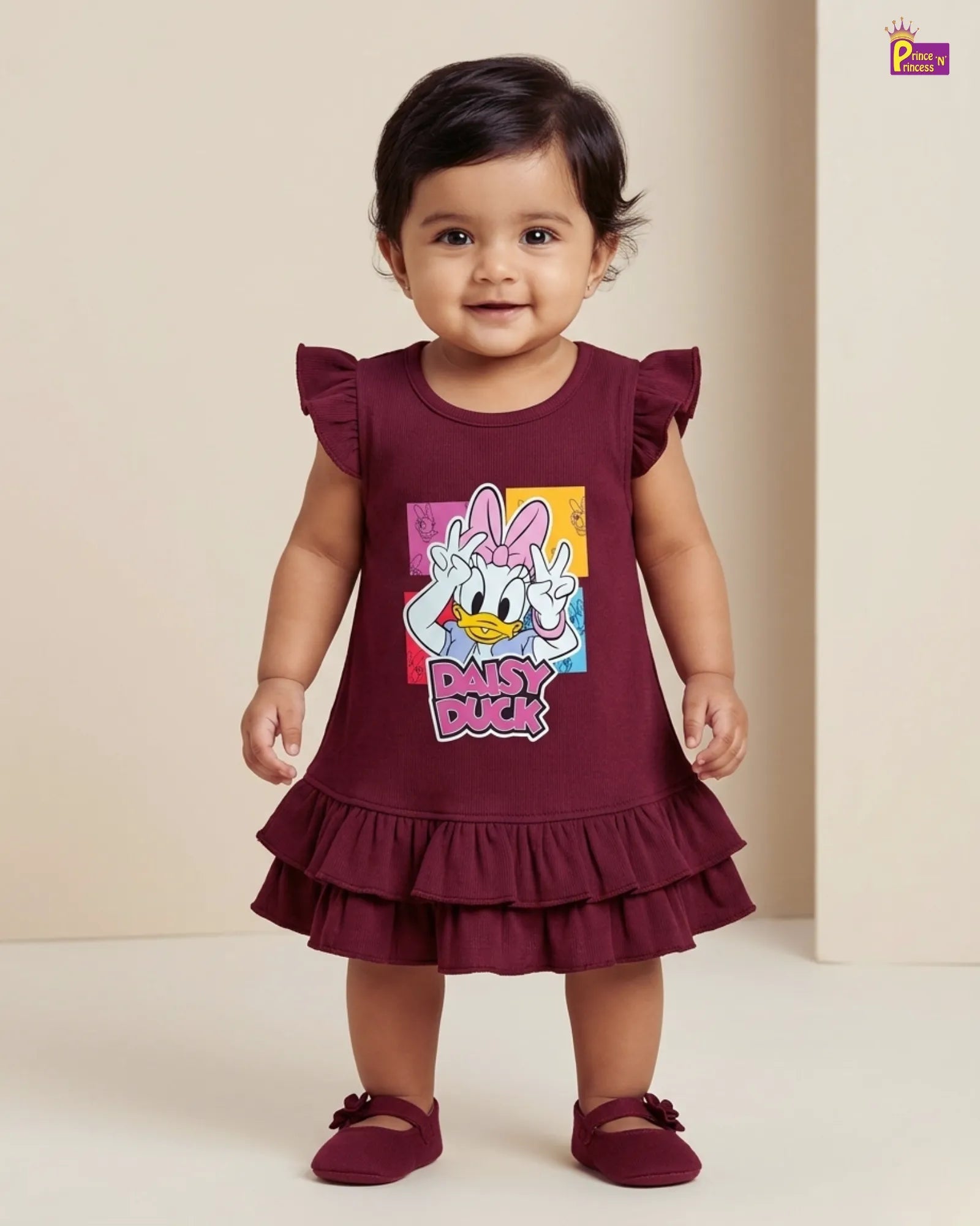 cute baby girl knitted frock with ruffle design