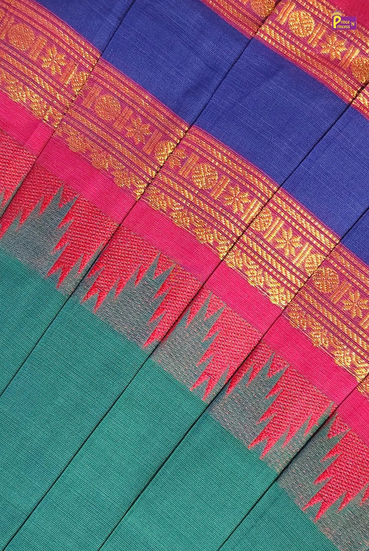 Mother & Daughter Chettinad Cotton Saree Combo | Pure Handloom Teal with Baby Outfit (Read Description) - MDC002 for kids festival wear