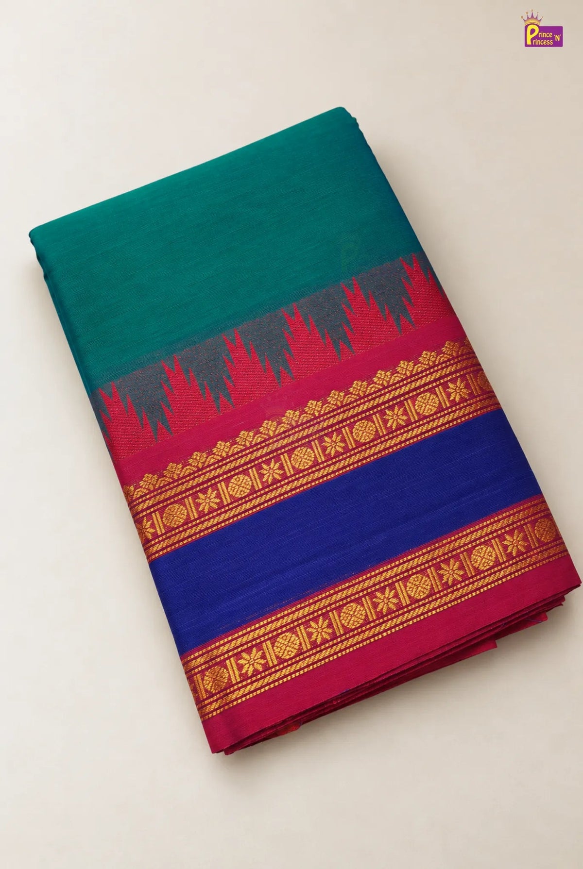 Mother & Daughter Chettinad Cotton Saree Combo | Pure Handloom Teal with Baby Outfit (Read Description) - MDC002 for kids festival wear
