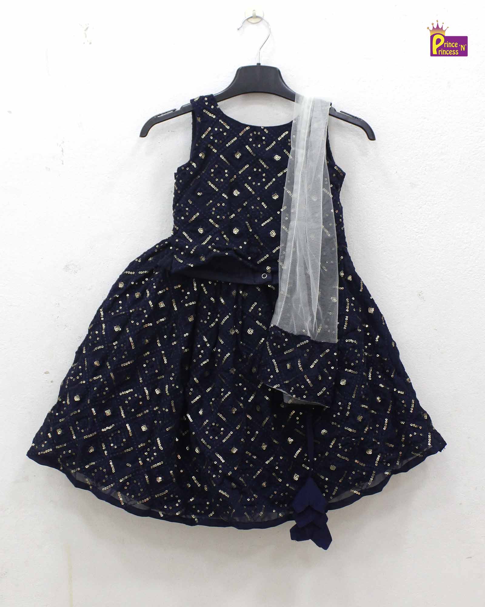 Navy Blue Sequins ethnic Georgette Lehenga Choli LC226 - Prince N Princess