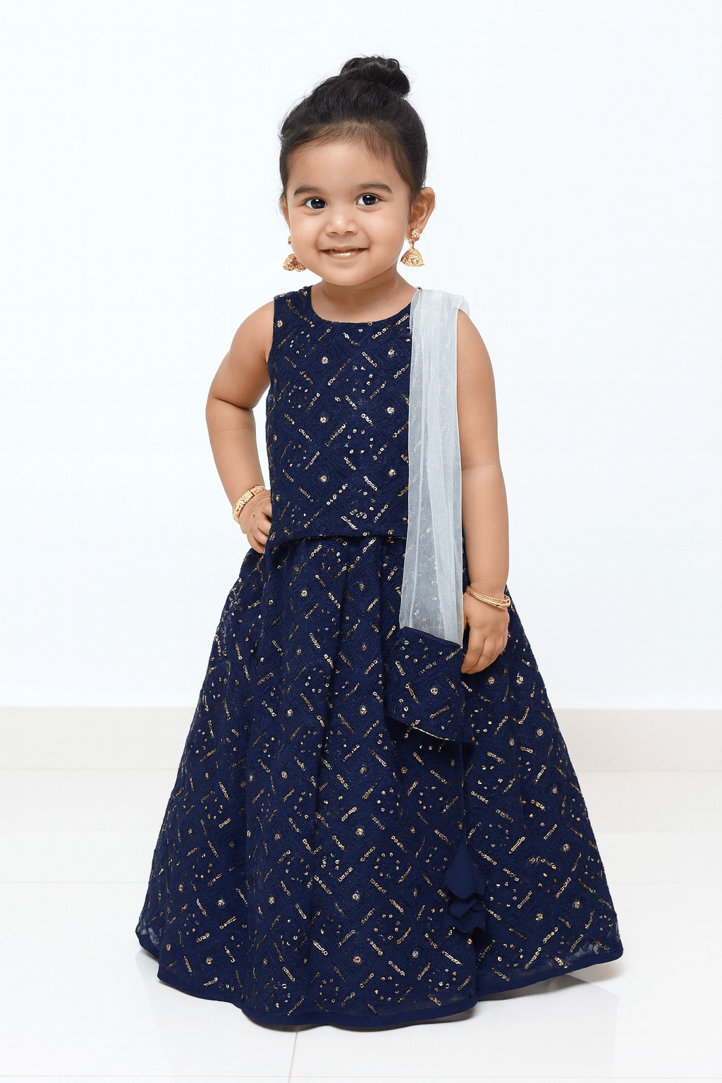 Navy Blue Sequins ethnic Georgette Lehenga Choli LC226 - Prince N Princess