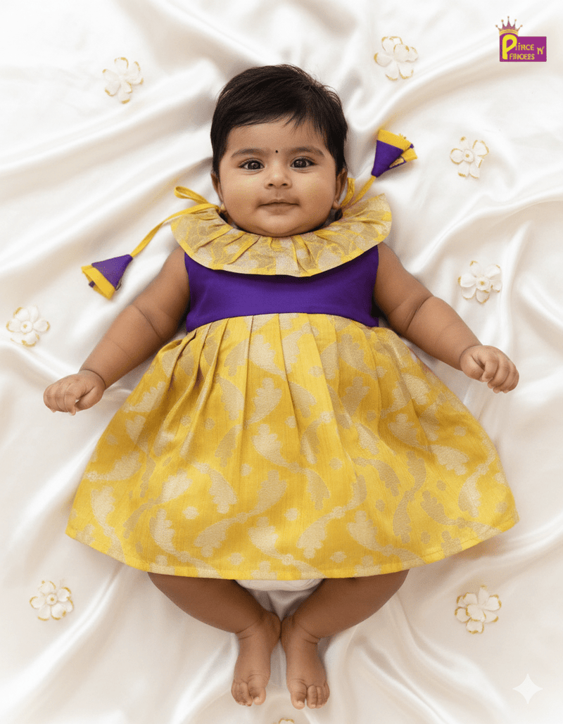 New Blue Yellow Raw Silk Banarasi LF812 - Prince N Princess