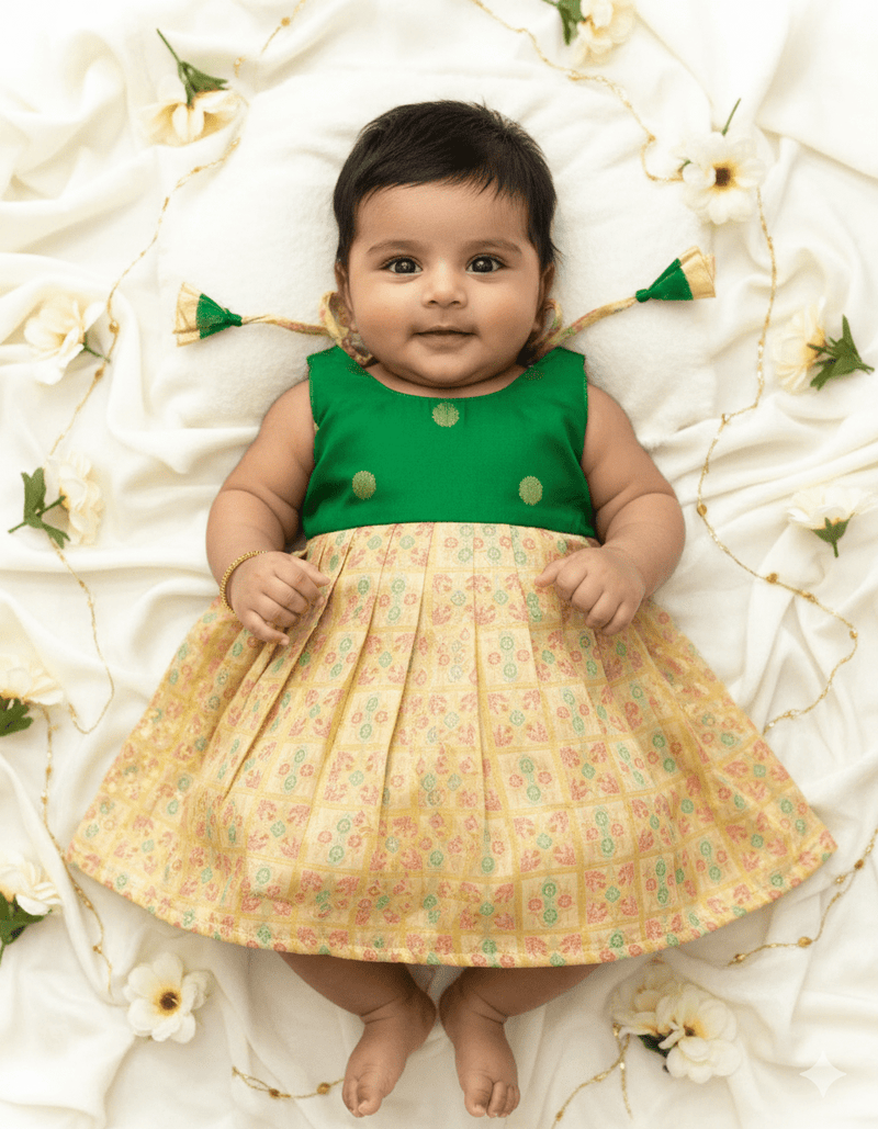 New Born And Sandal Raw Silk Frock LF1564 - Prince N Princess