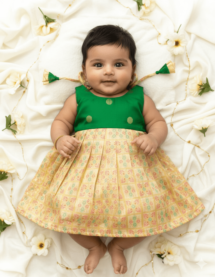New Born And Sandal Raw Silk Frock LF1564 - Prince N Princess