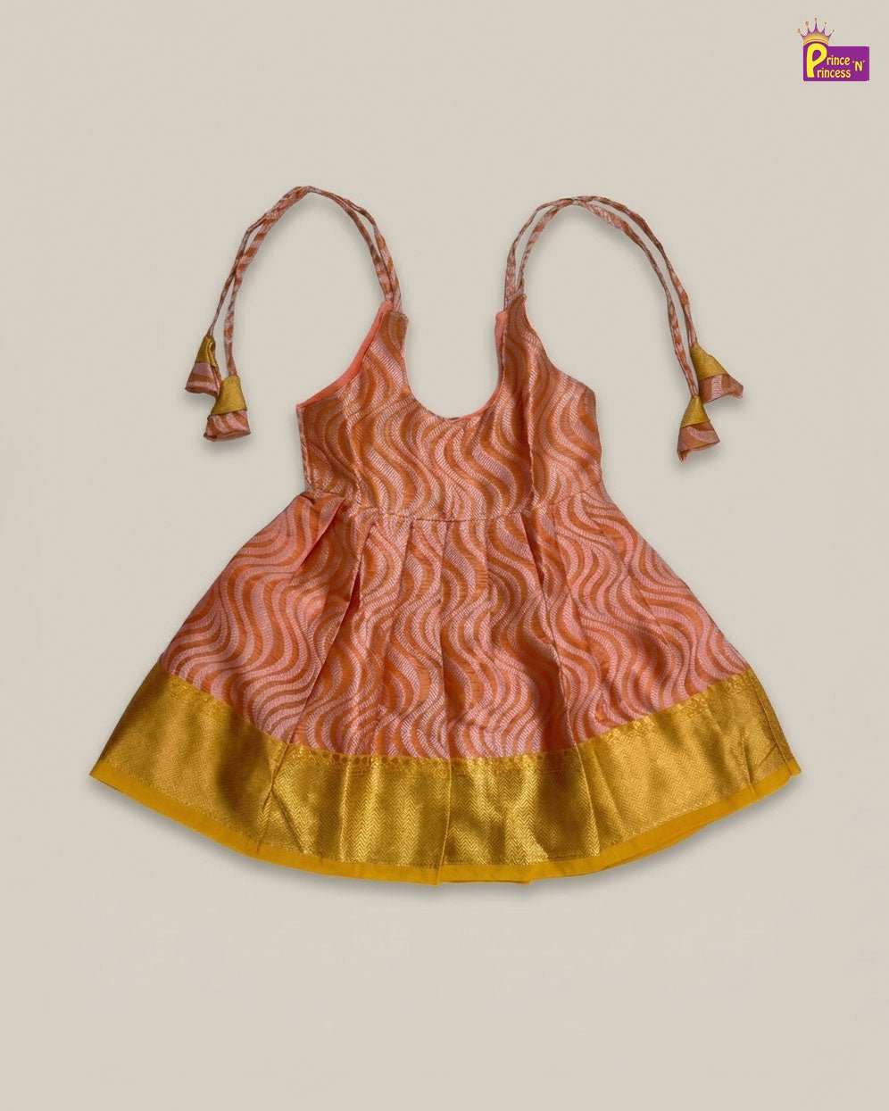 New Born Banarasi Silk Knot Type Frock in Orange LF1770 - Prince N Princess