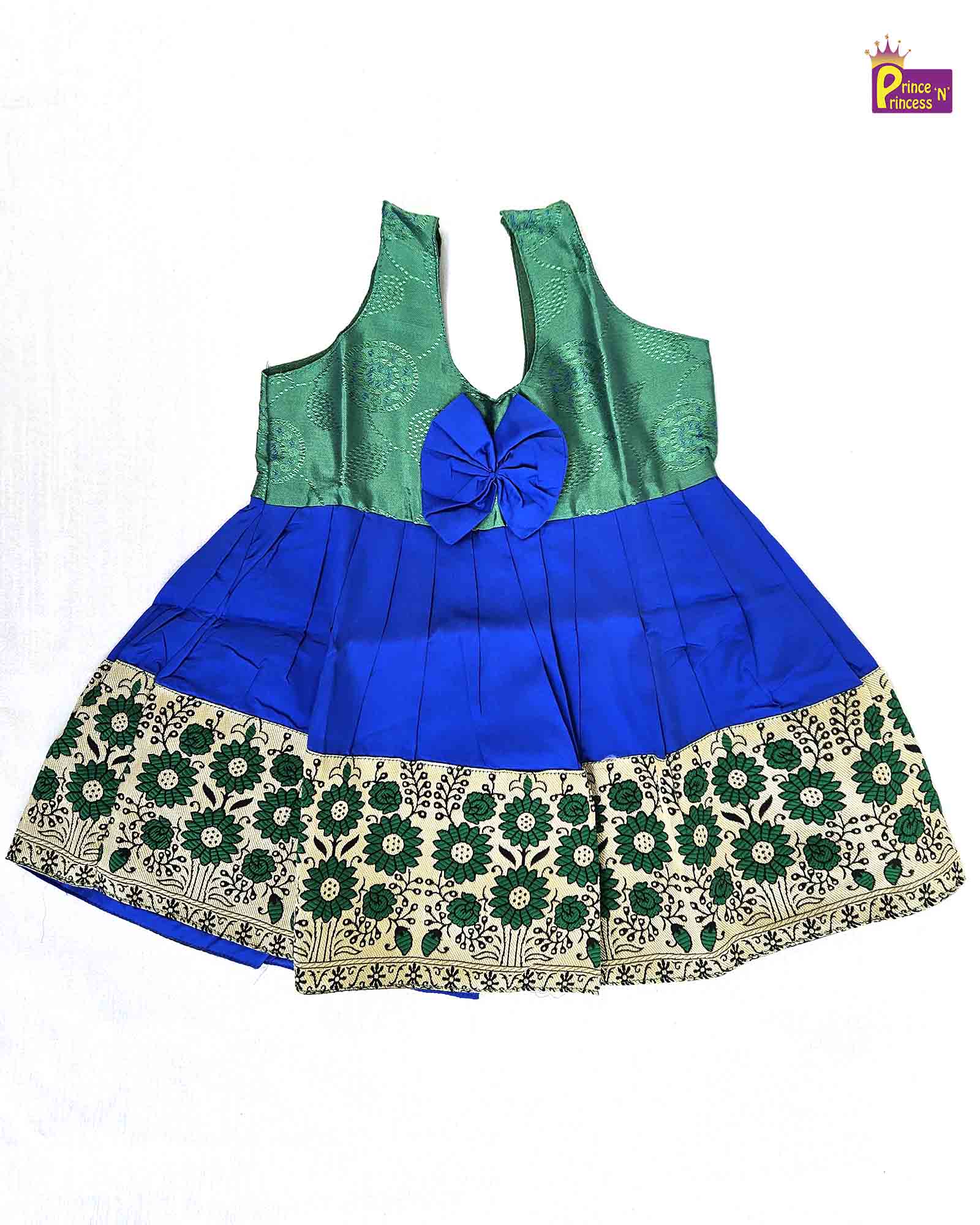 New born Blue Green Raw Silk Frock LF826 - Prince N Princess