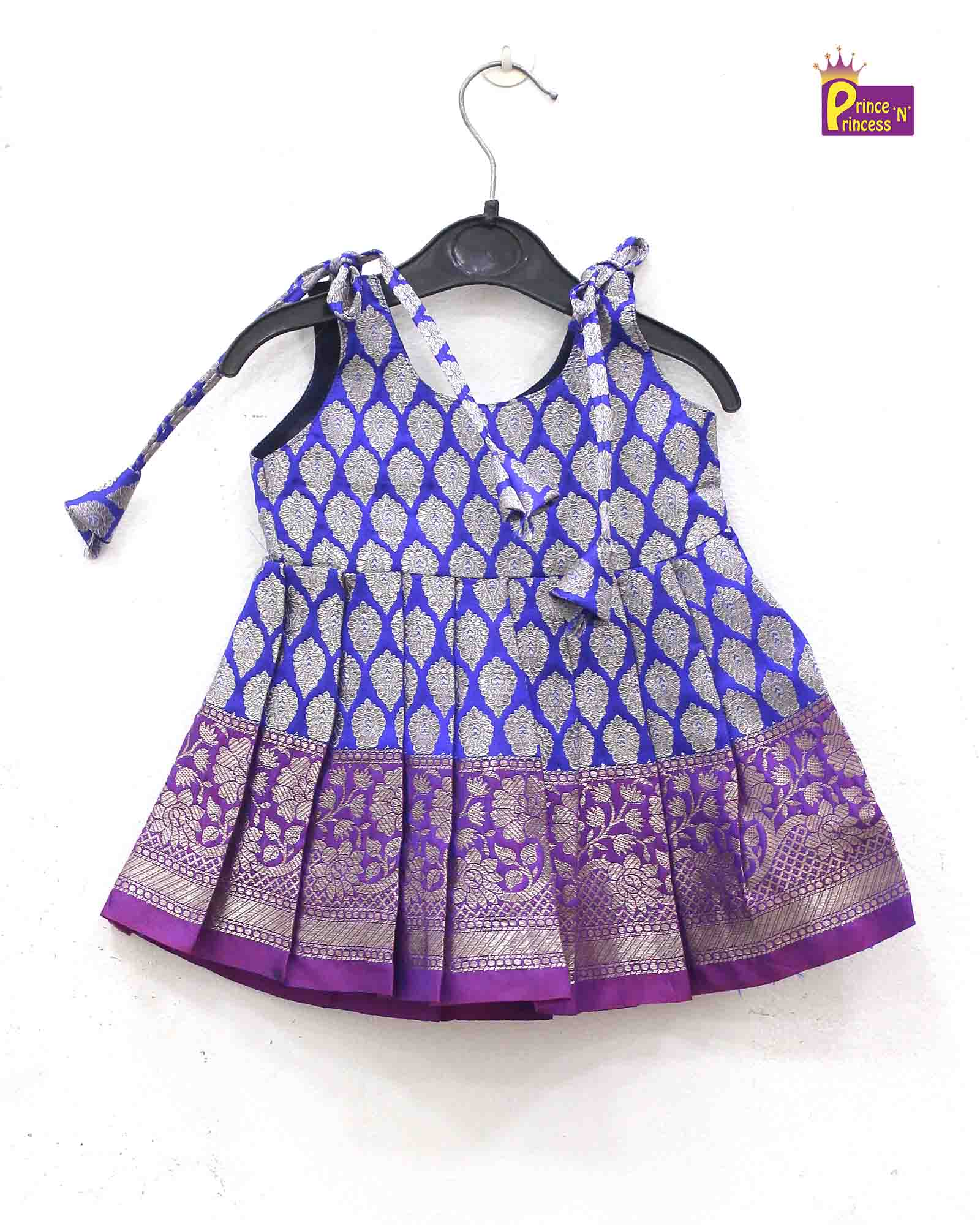 New born Blue Raw Silk Frock LF870 - Prince N Princess