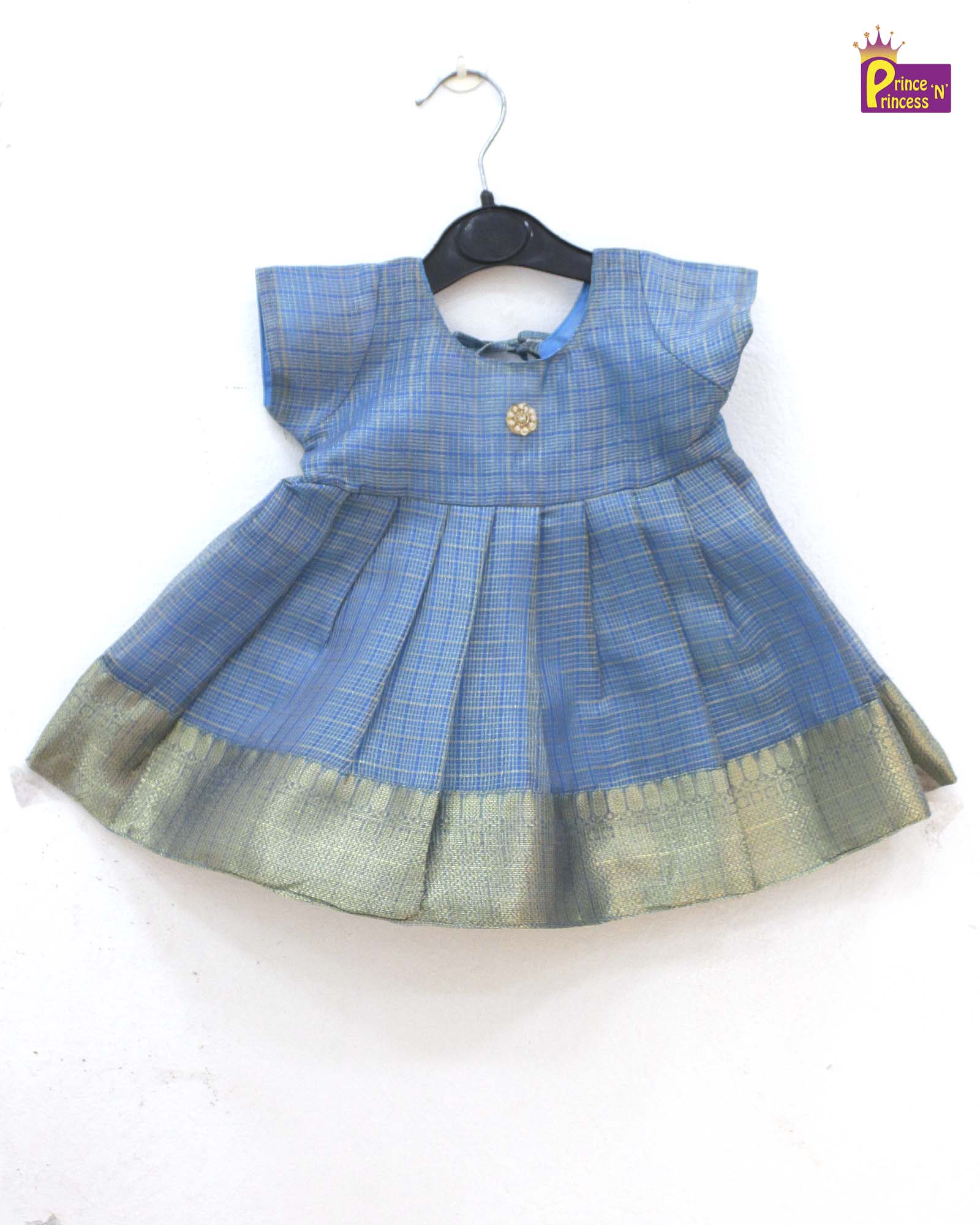 New born Blue Tissue Silk Frock LF759 - Prince N Princess