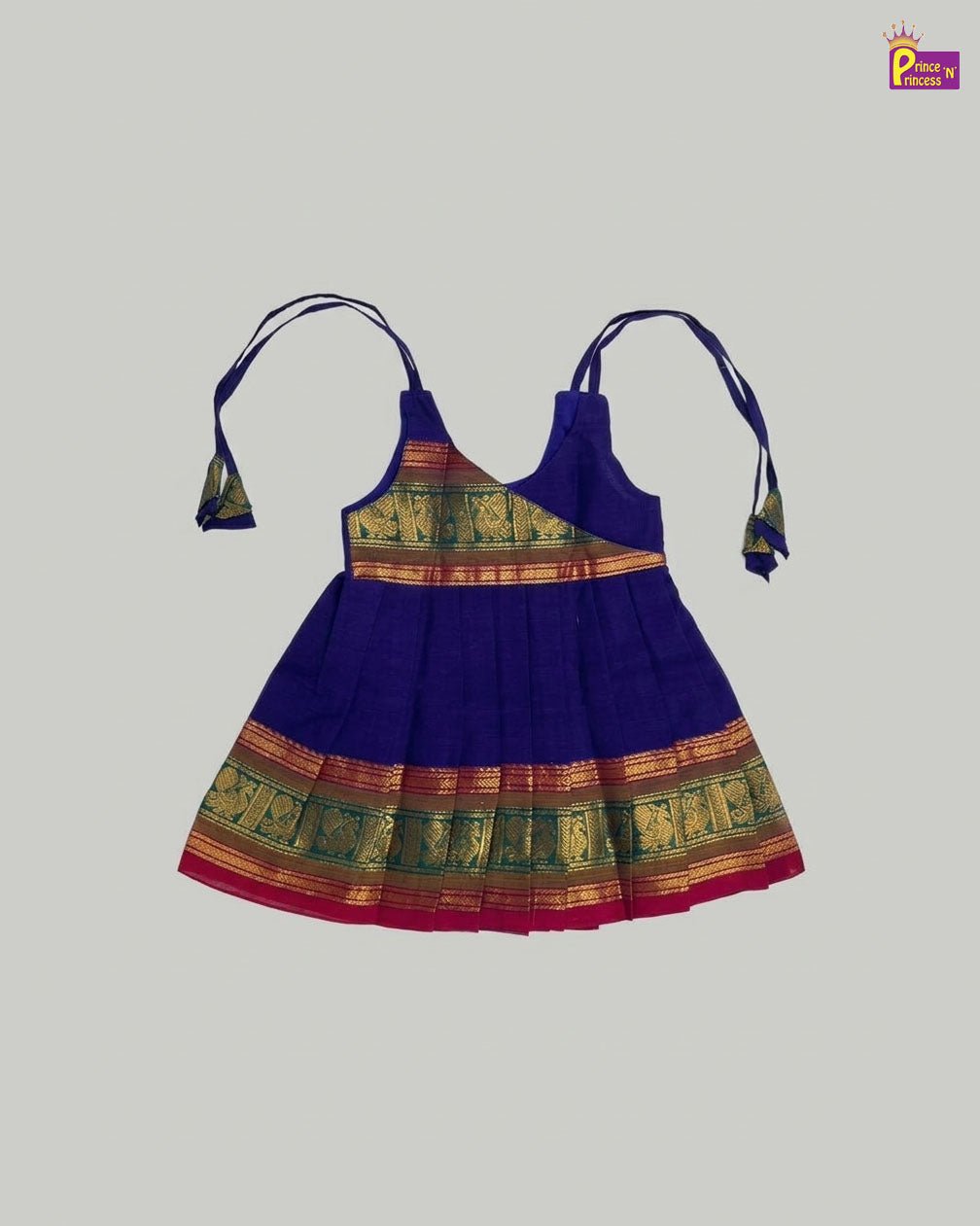 New Born Chettinad Cotton Frock in Blue LF1761 - Prince N Princess