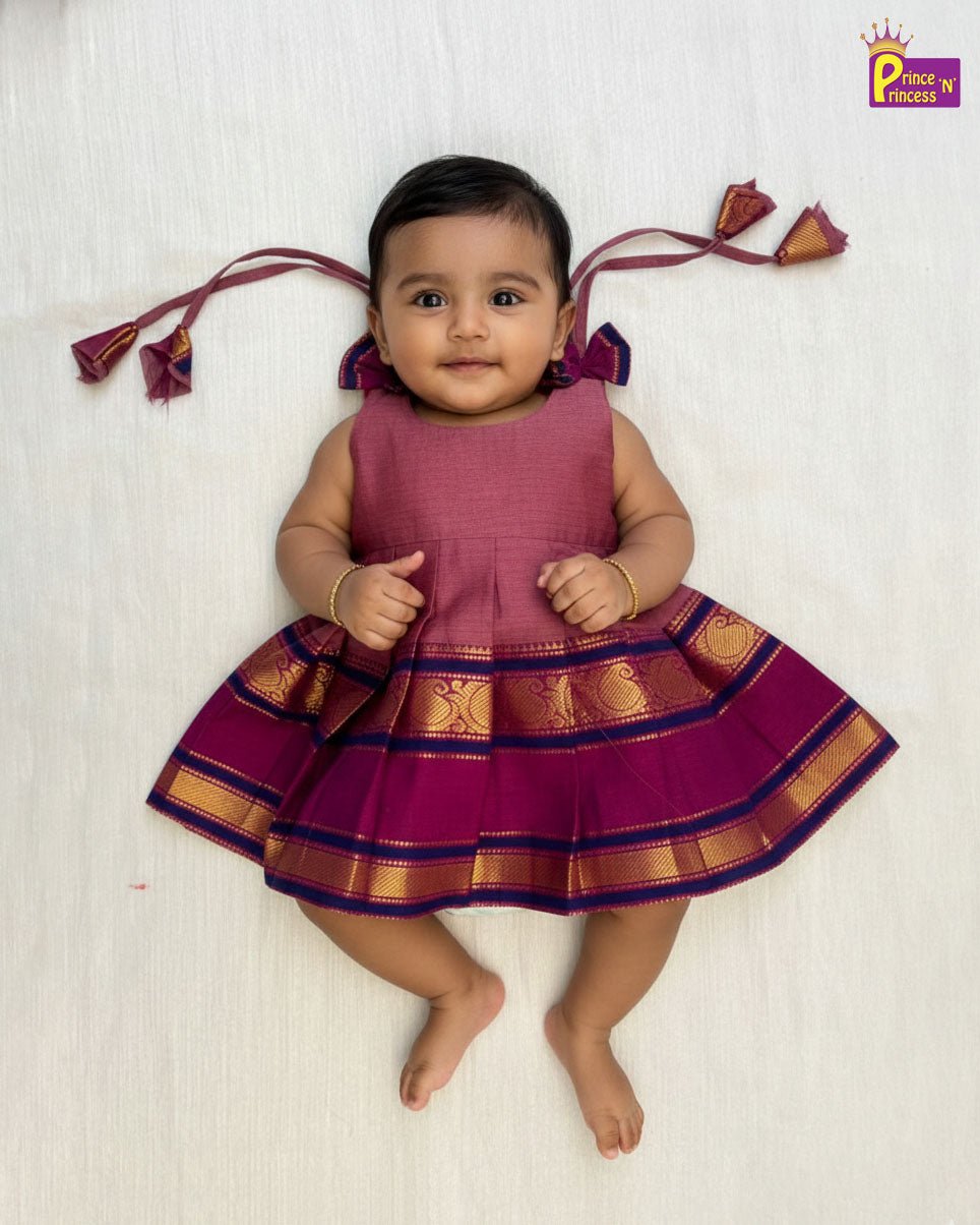 New Born Chettinad Cotton Frock Pink LF1717 - Prince N Princess