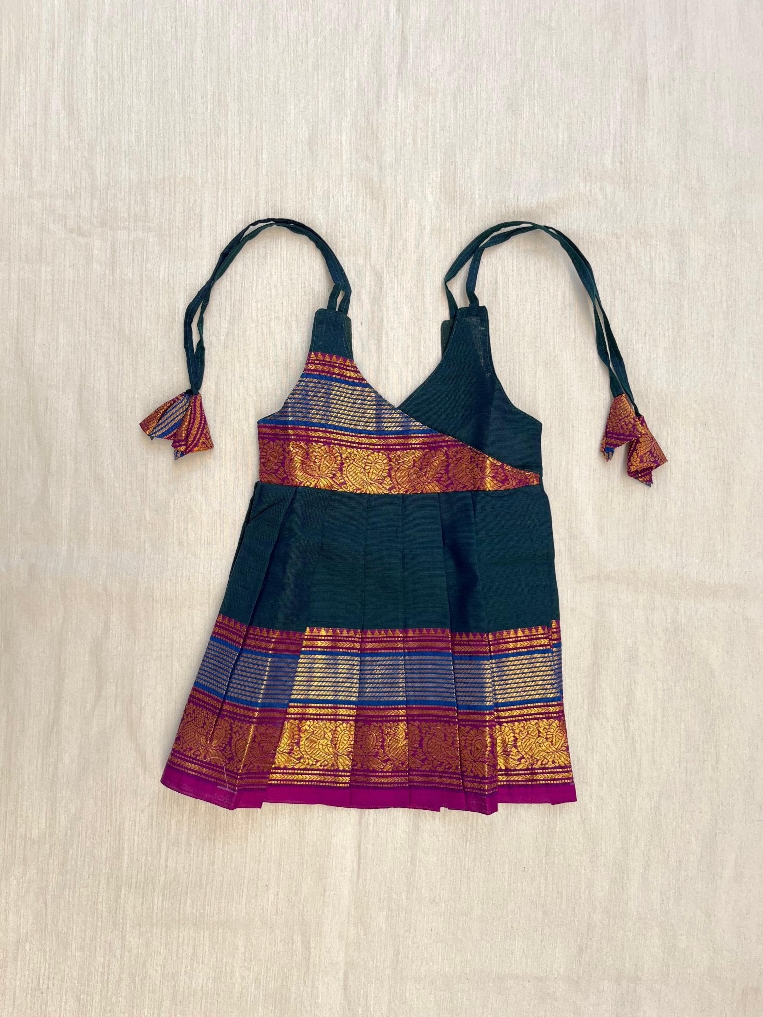 New Born Chettinad Peacock Cotton Frock Black LF1696 - Prince N Princess