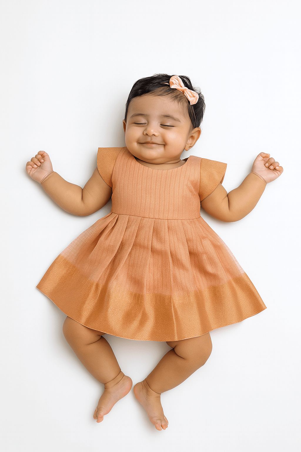 New born Copper Tissue Silk Frock LF748 - Prince N Princess