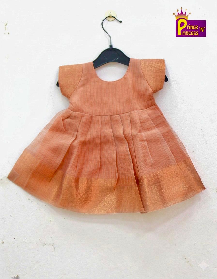 New born Copper Tissue Silk Frock LF748 - Prince N Princess