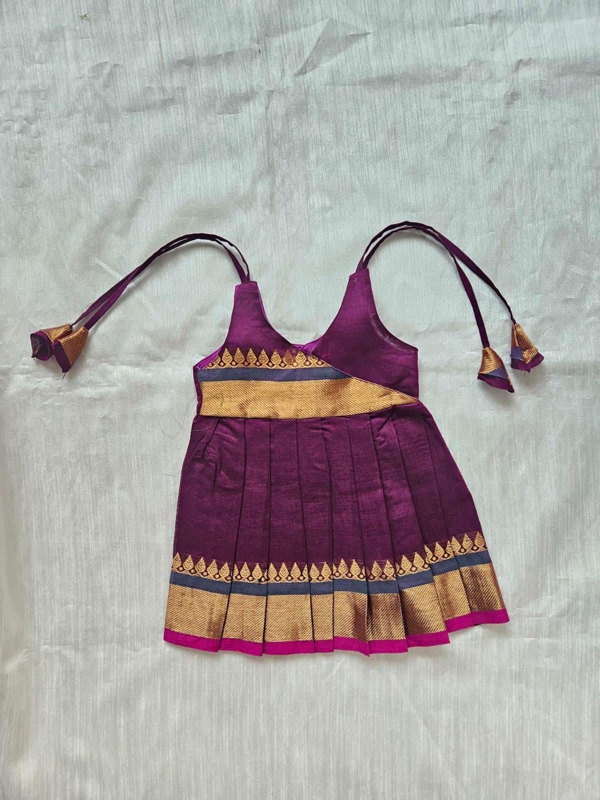 New Born Dark Purple Chettinad Cotton Frock LF1684 - Prince N Princess