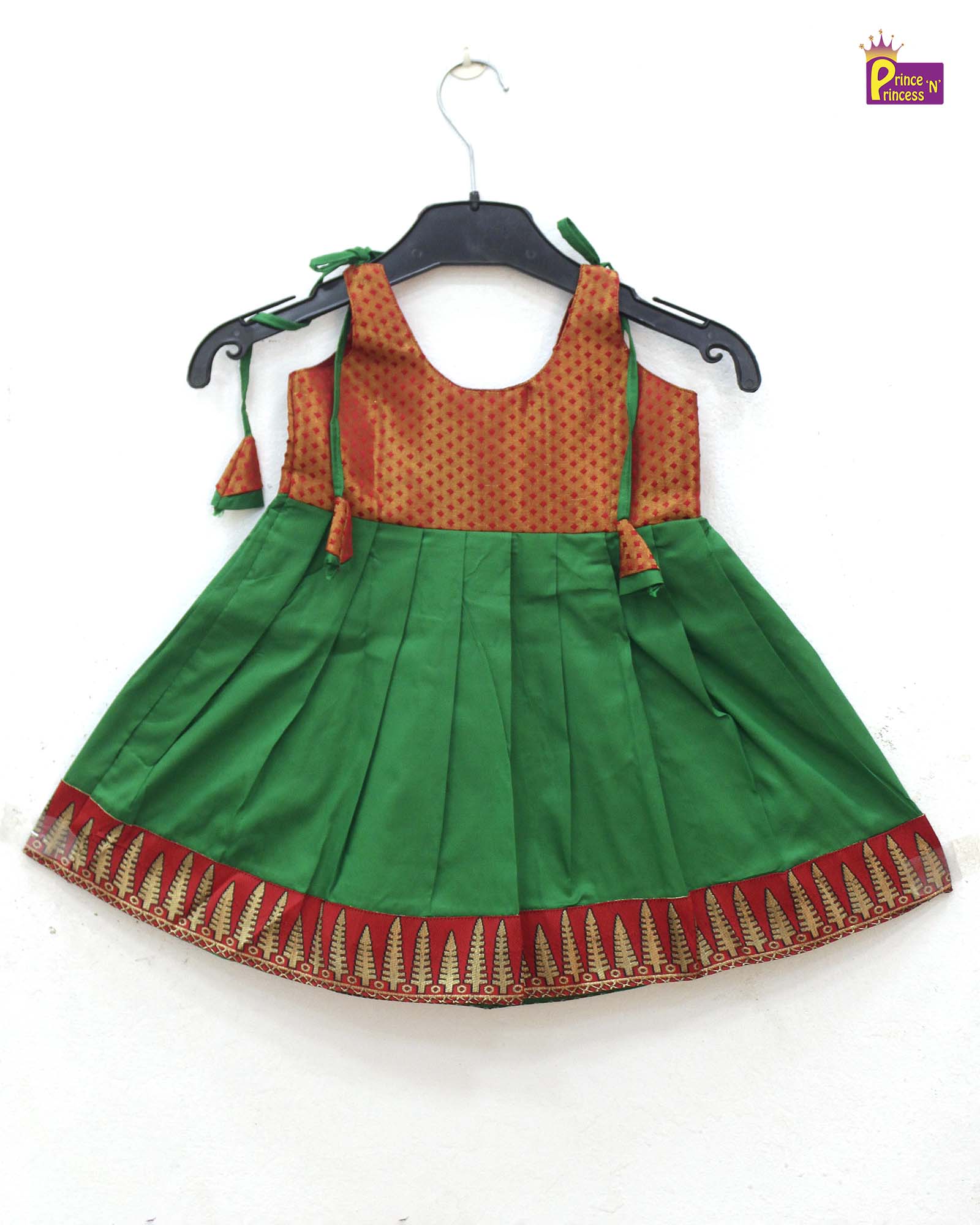 New Born Grand Green Red Lakshana Frock LF1044 - Prince N Princess