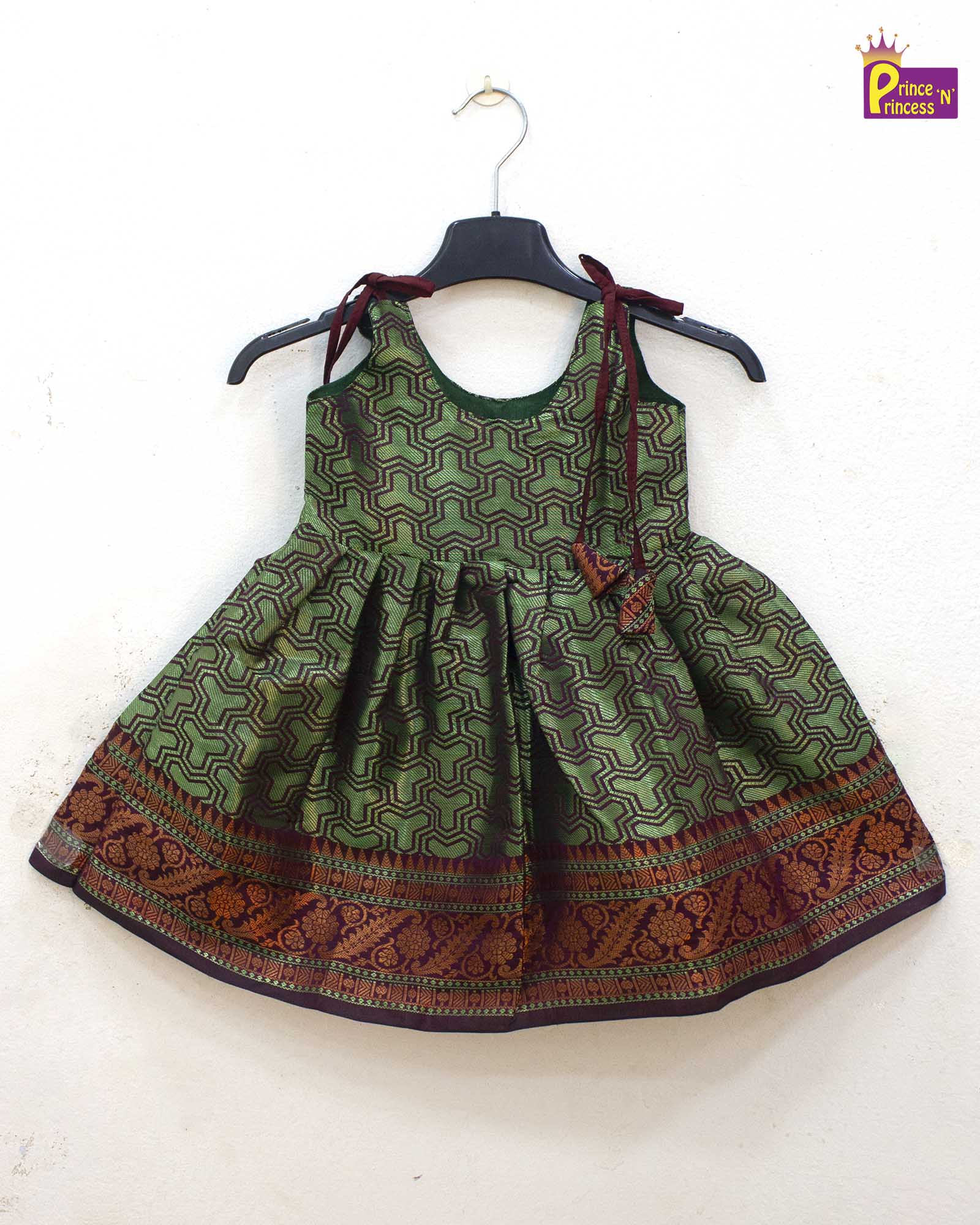 New born Green Brown Pink Knot Frock LF1401 - Prince N Princess