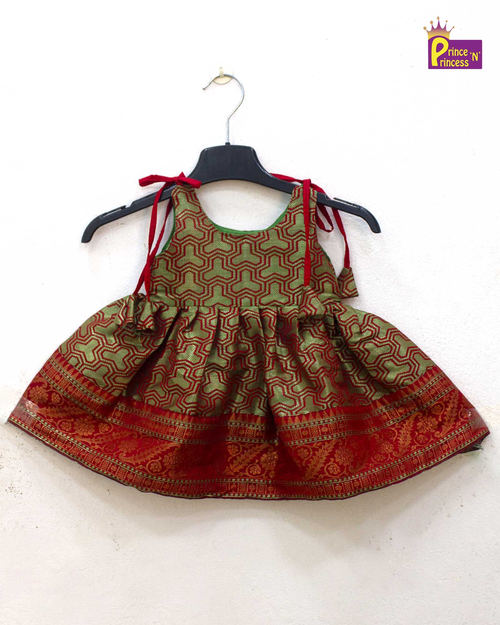 New born Green Maroon Pink Knot Frock LF1402 - Prince N Princess