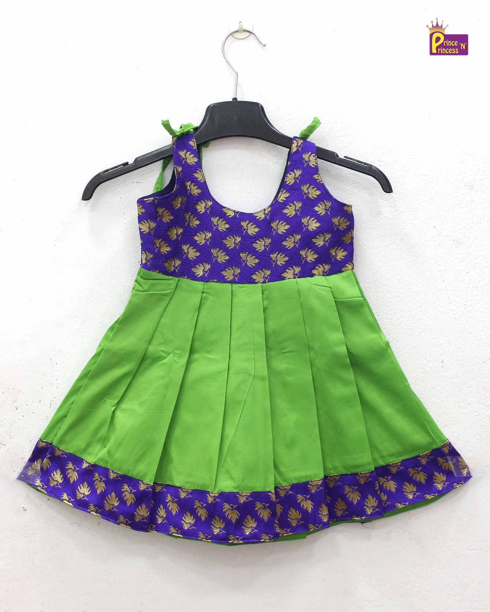 New born Green Purple Raw Silk Frock LF1049 - Prince N Princess