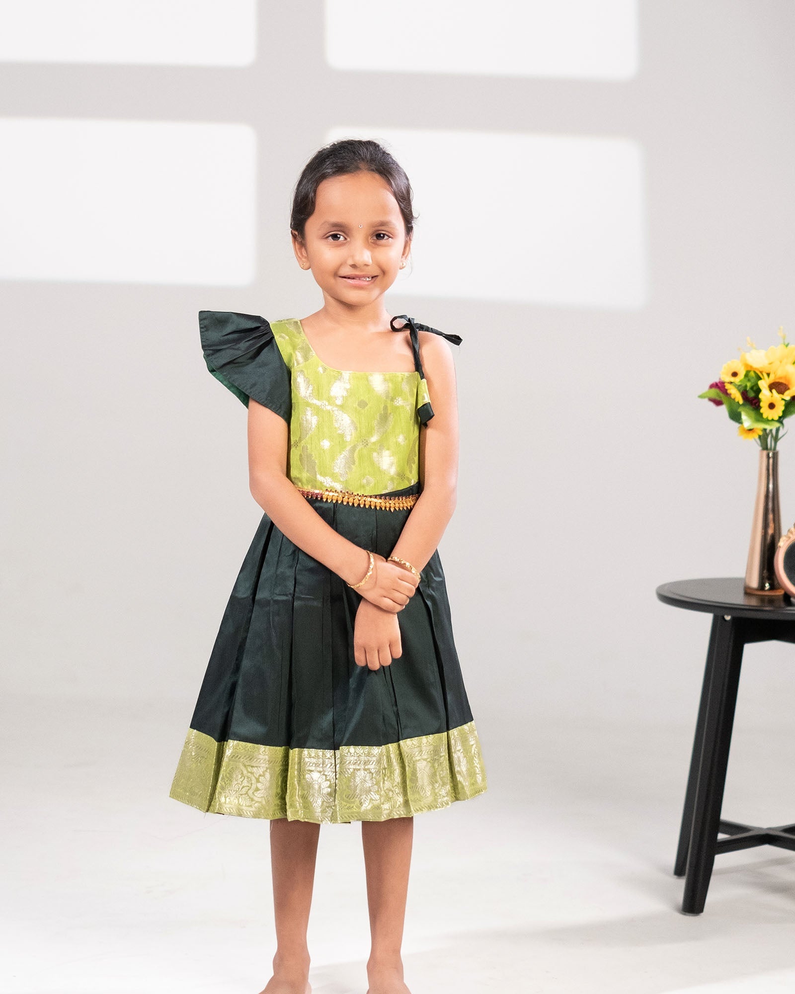 New born Green Raw Silk Frock LF749 - Prince N Princess