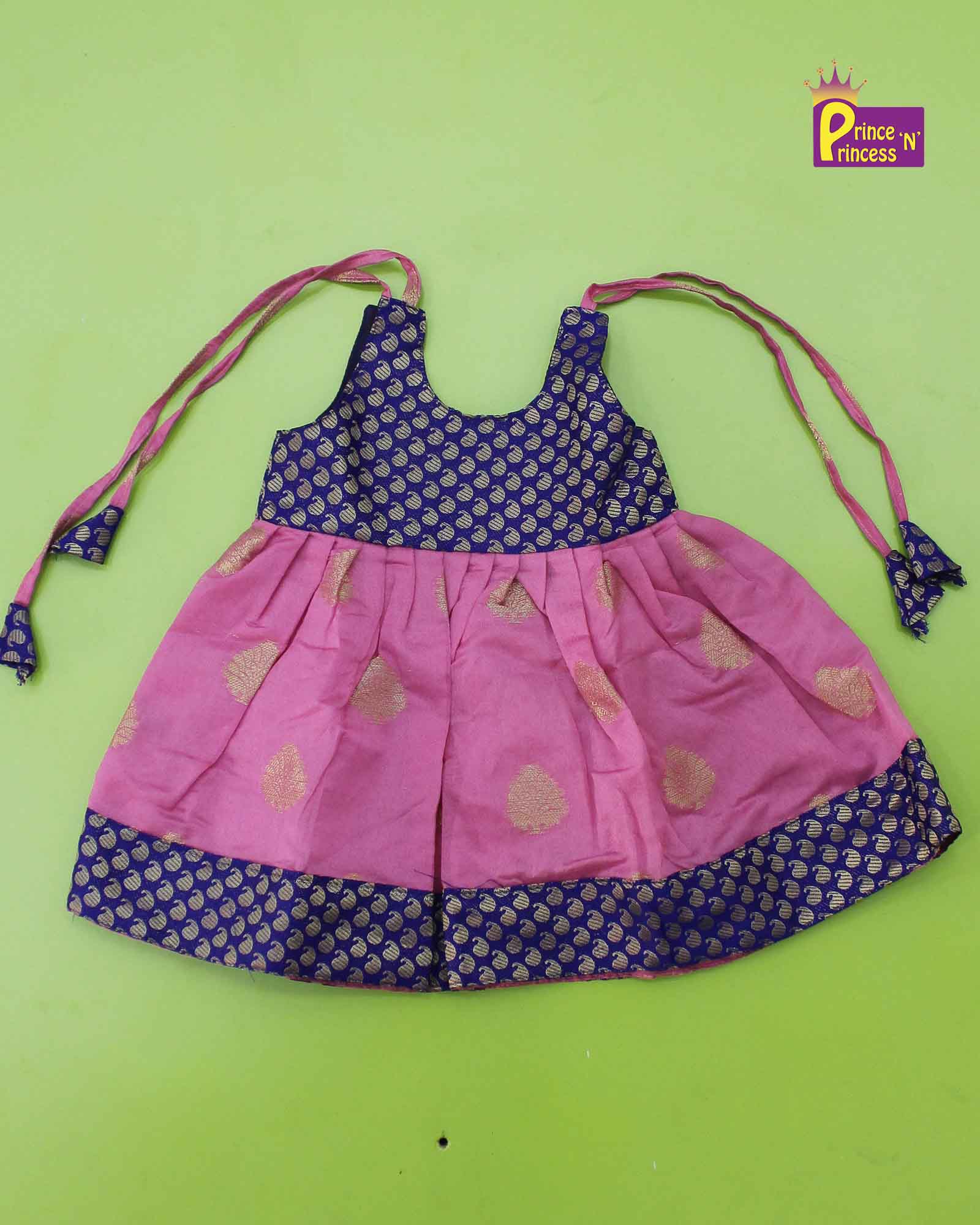 New Born Green Red Raw Silk Frock LF334 - Prince N Princess