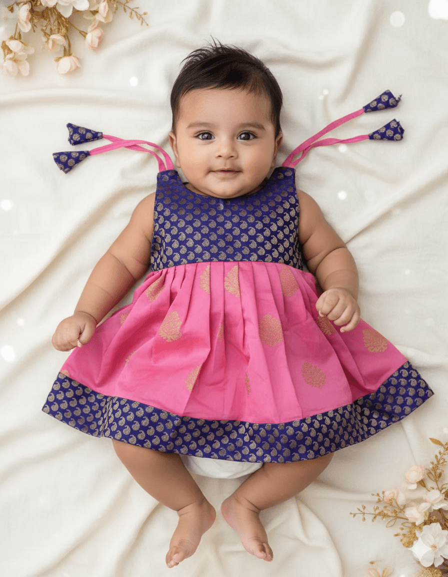 New Born Green Red Raw Silk Frock LF334 - Prince N Princess