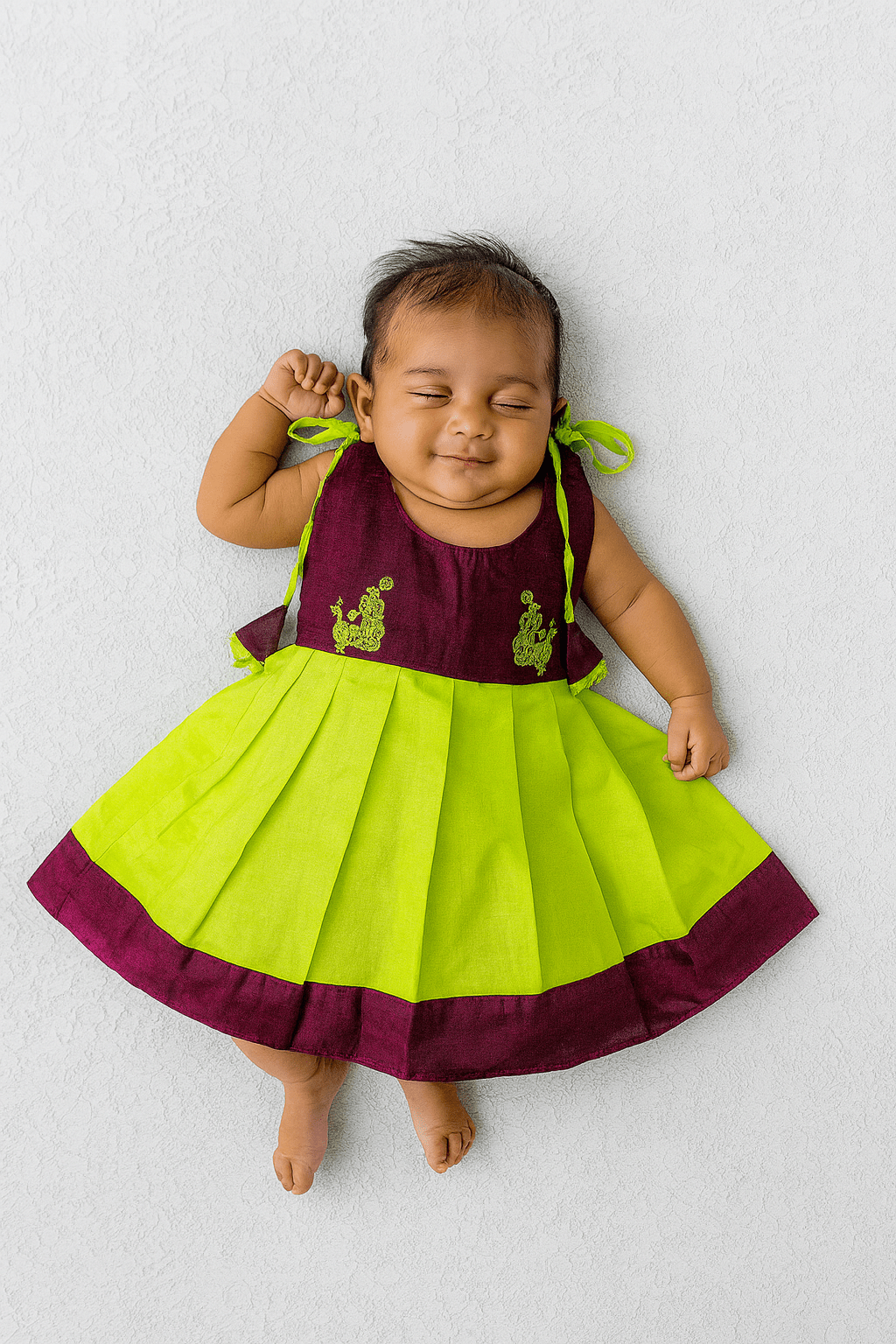 New born Green Whine Knot Frock LF1385 - Prince N Princess