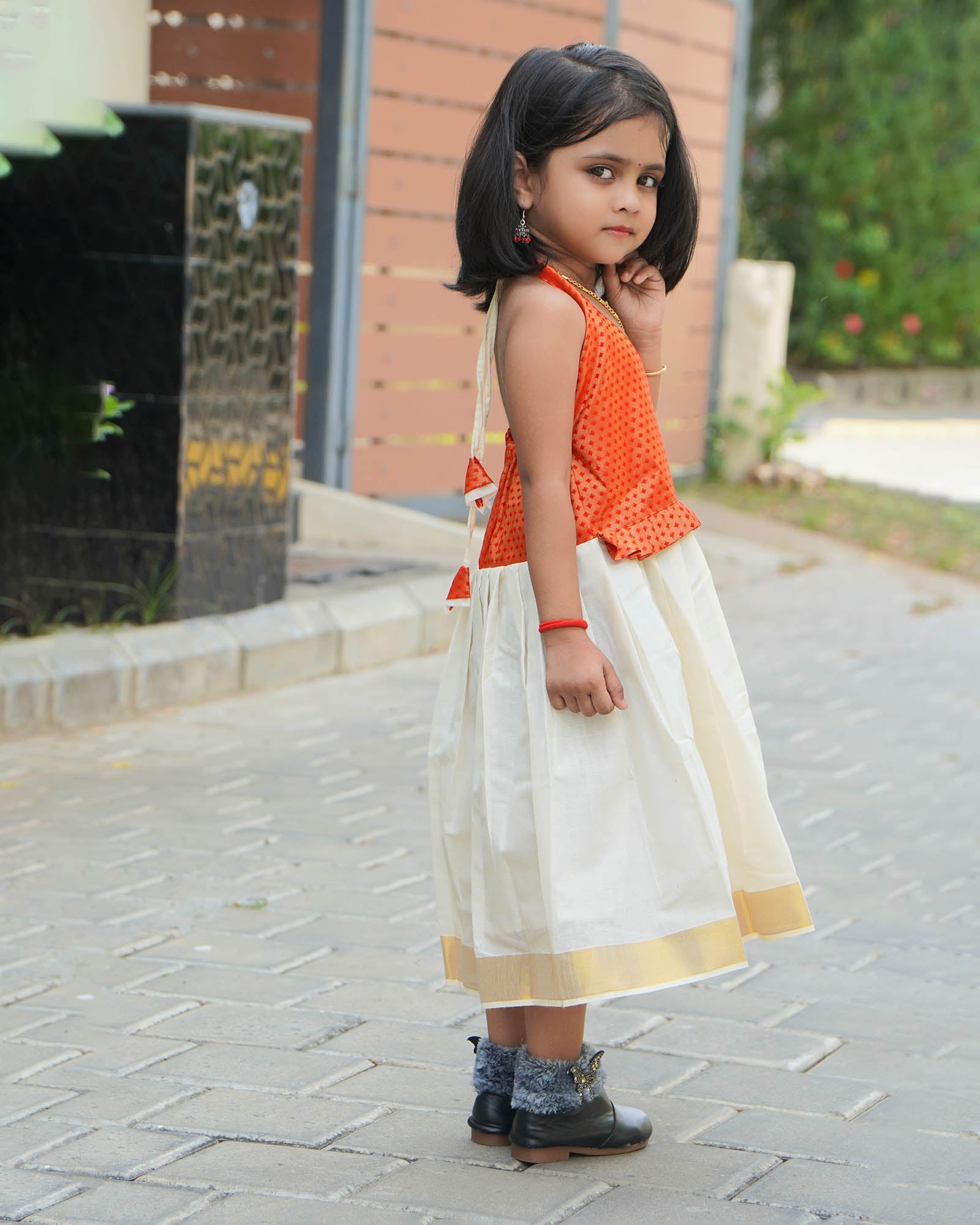 New born Halfwhite Onam Frock LF1344 - Prince N Princess