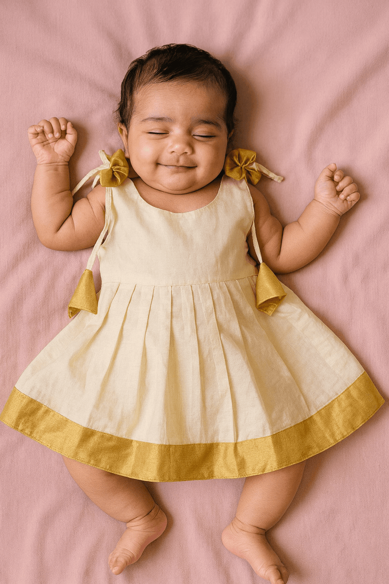 New born Halfwhite Onam Frock LF761 - Prince N Princess