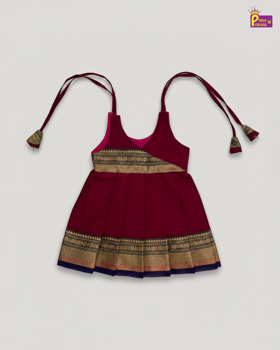 New Born Maroon Chettinad Cotton Frock Black LF1746 - Prince N Princess