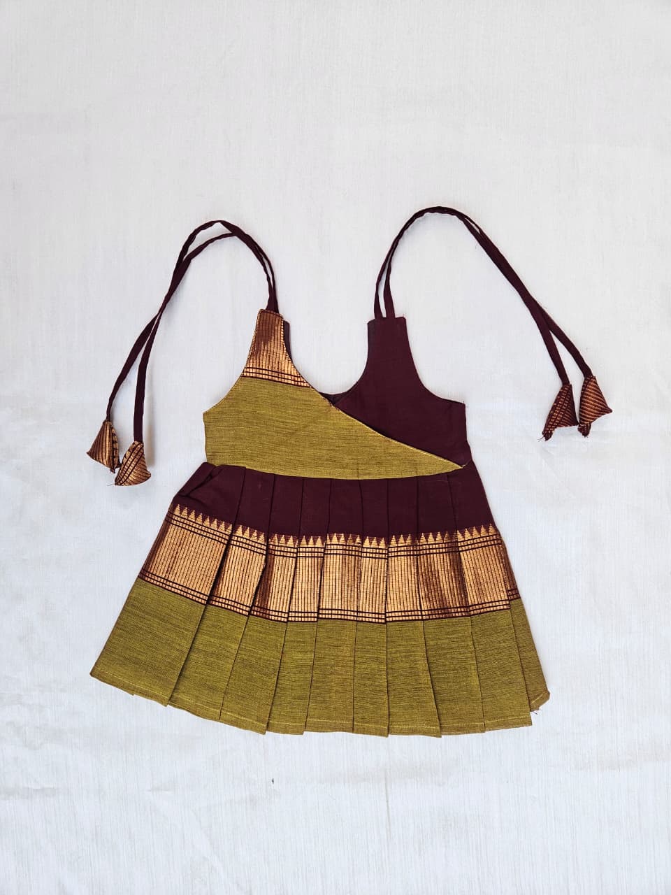 New Born Mustard Yellow Chettinad Cotton Frock LF1680 - Prince N Princess