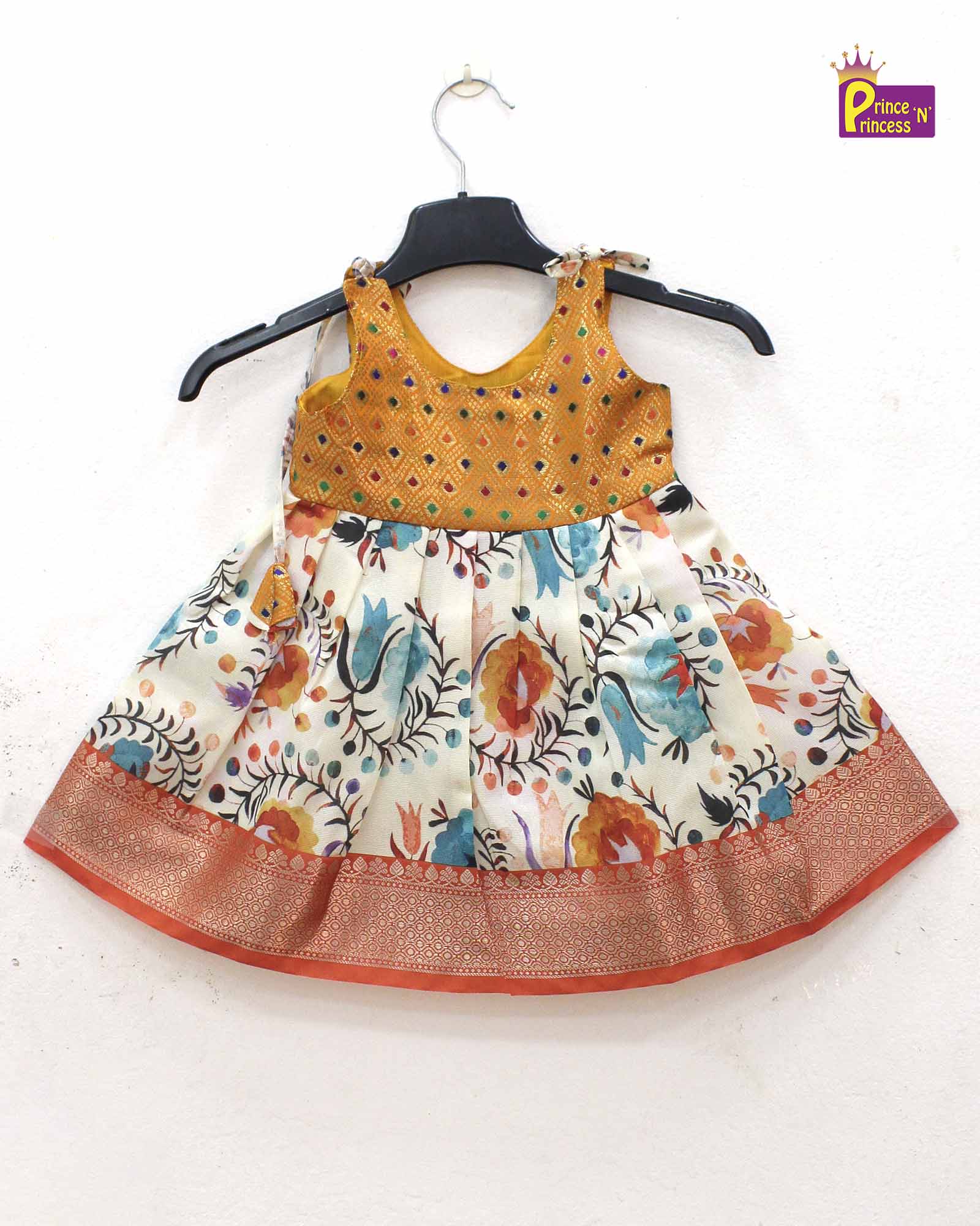 New born Orange Raw Silk Frock LF930 - Prince N Princess