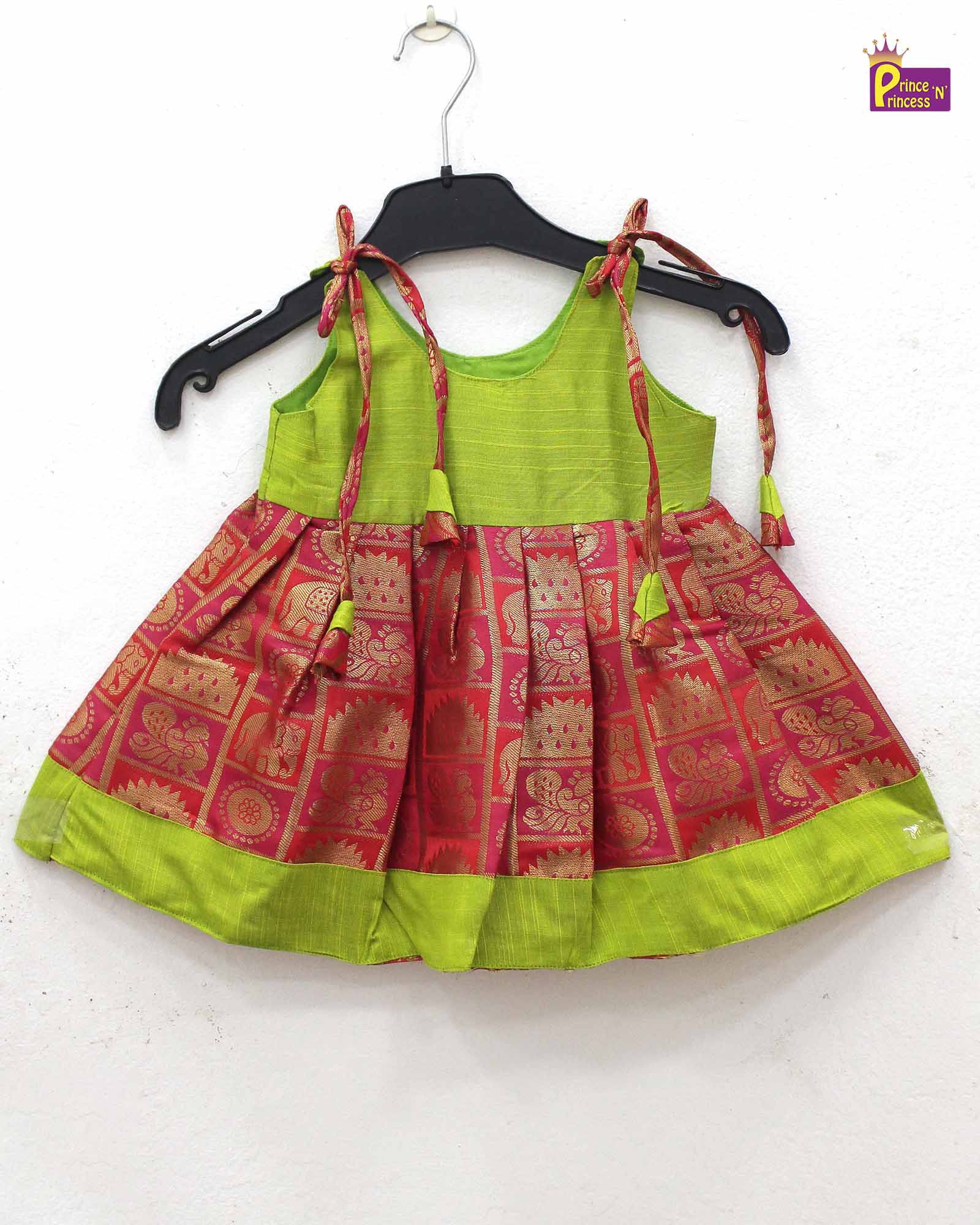 New born Parrot Green With Red Lakshana Frock LF1115 - Prince N Princess