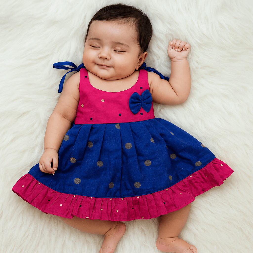New born Pink Blue Knot Frock LF617 - Prince N Princess