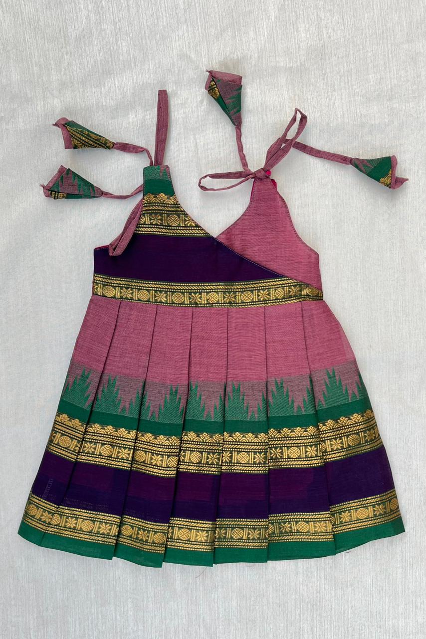 New Born Pink Chettinad Cotton Frock LF1688 - Prince N Princess