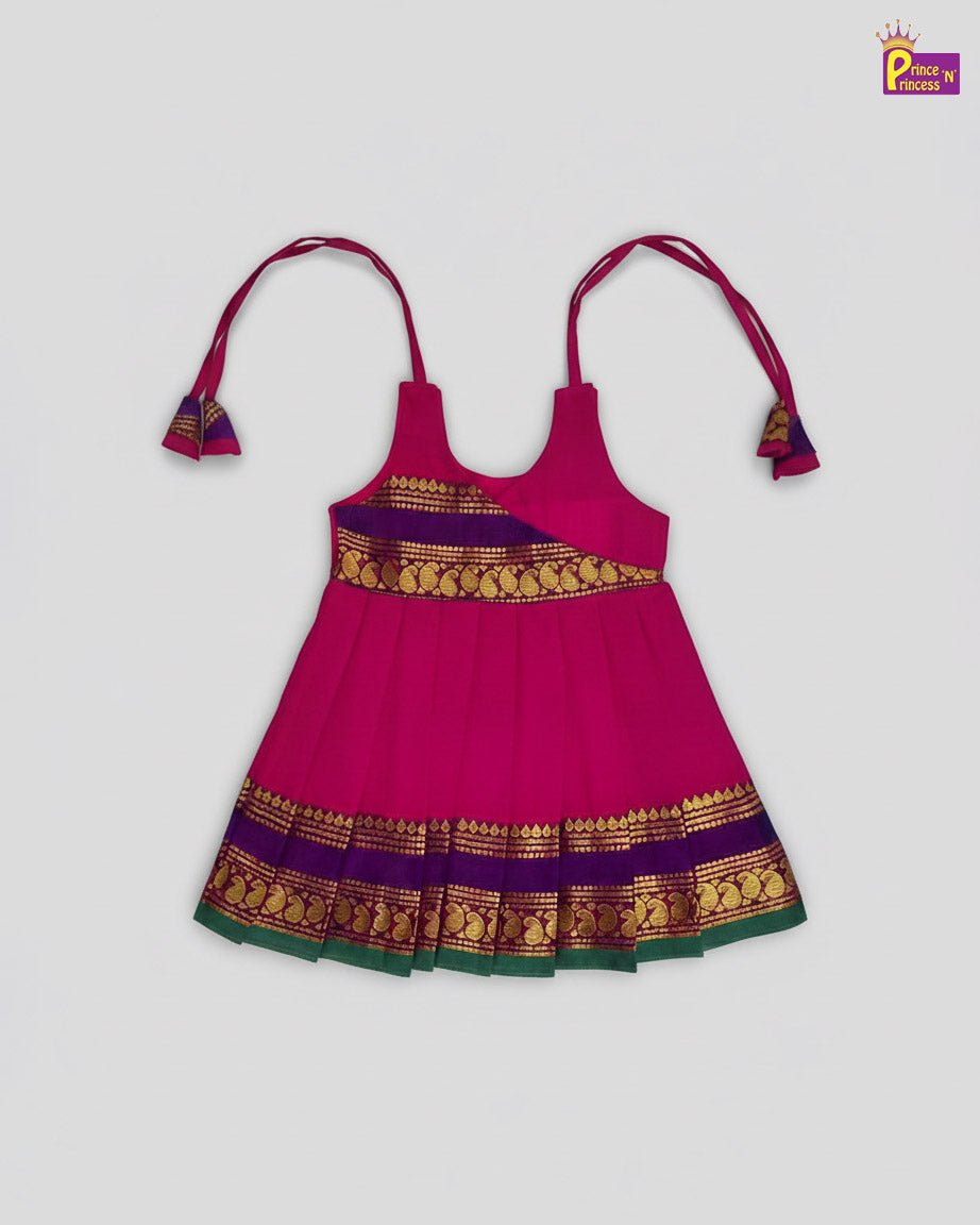 New Born Pink Chettinad Cotton Frock LF1745 - Prince N Princess