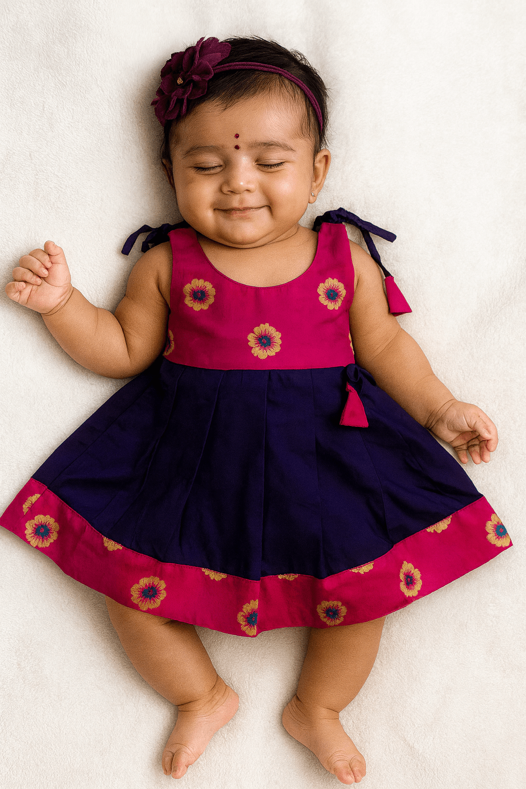 newborn traditional pattu frock pink navy naming ceremony dress princenprincess