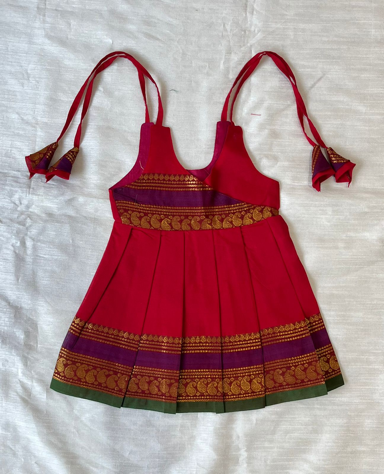 newborn chettinad cotton frock red v neck baby comfort dress princenprincess