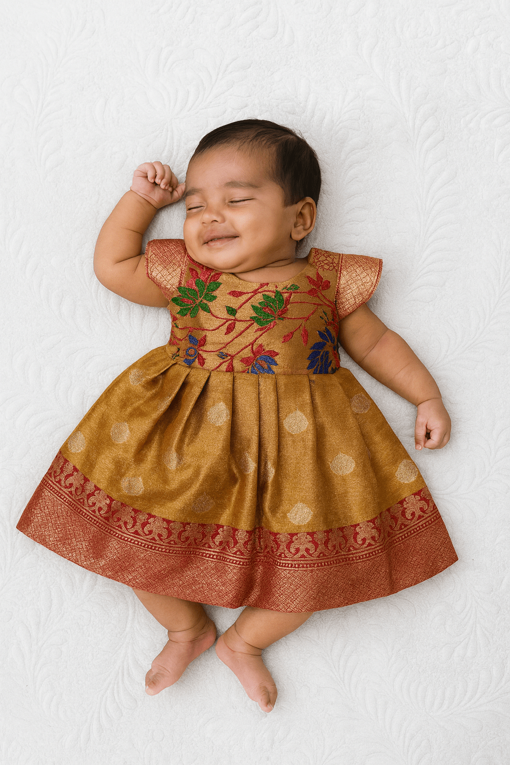 New Born Red Pattu Frock LF964 - Prince N Princess