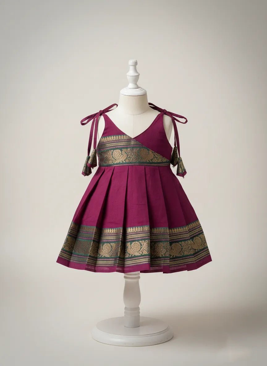 New Born Whine Green Chettinad Cotton Frock LF1709 - Prince N Princess