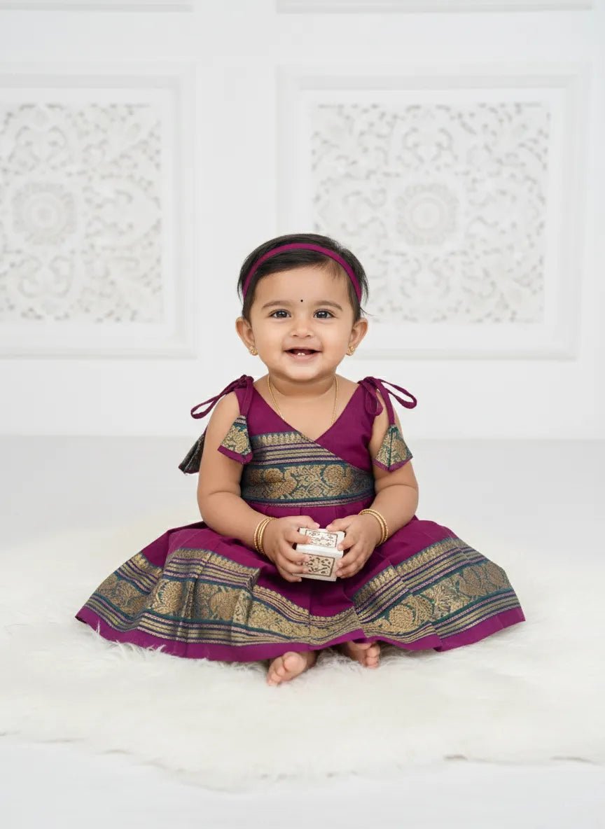 New Born Whine Green Chettinad Cotton Frock LF1709 - Prince N Princess