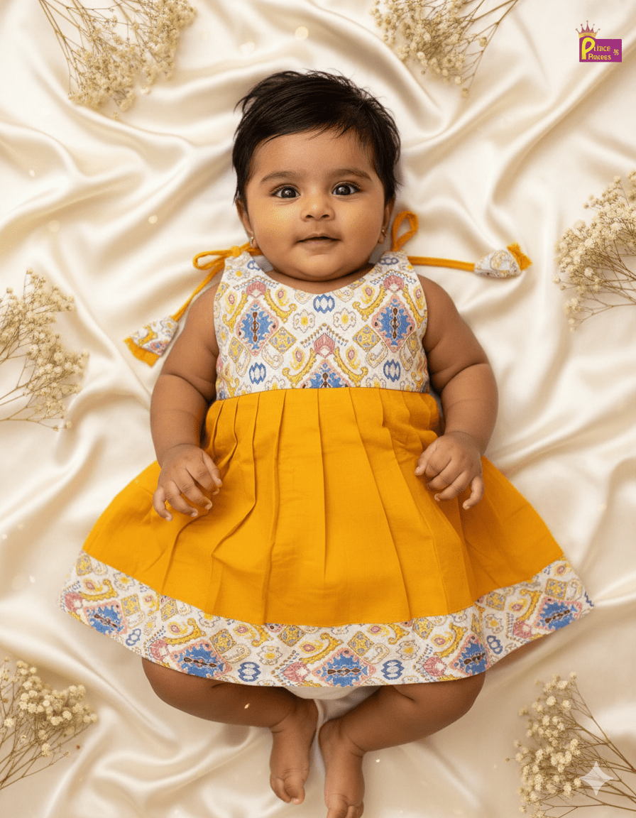 New Born YellowCotton Frock LF1470 - Prince N Princess