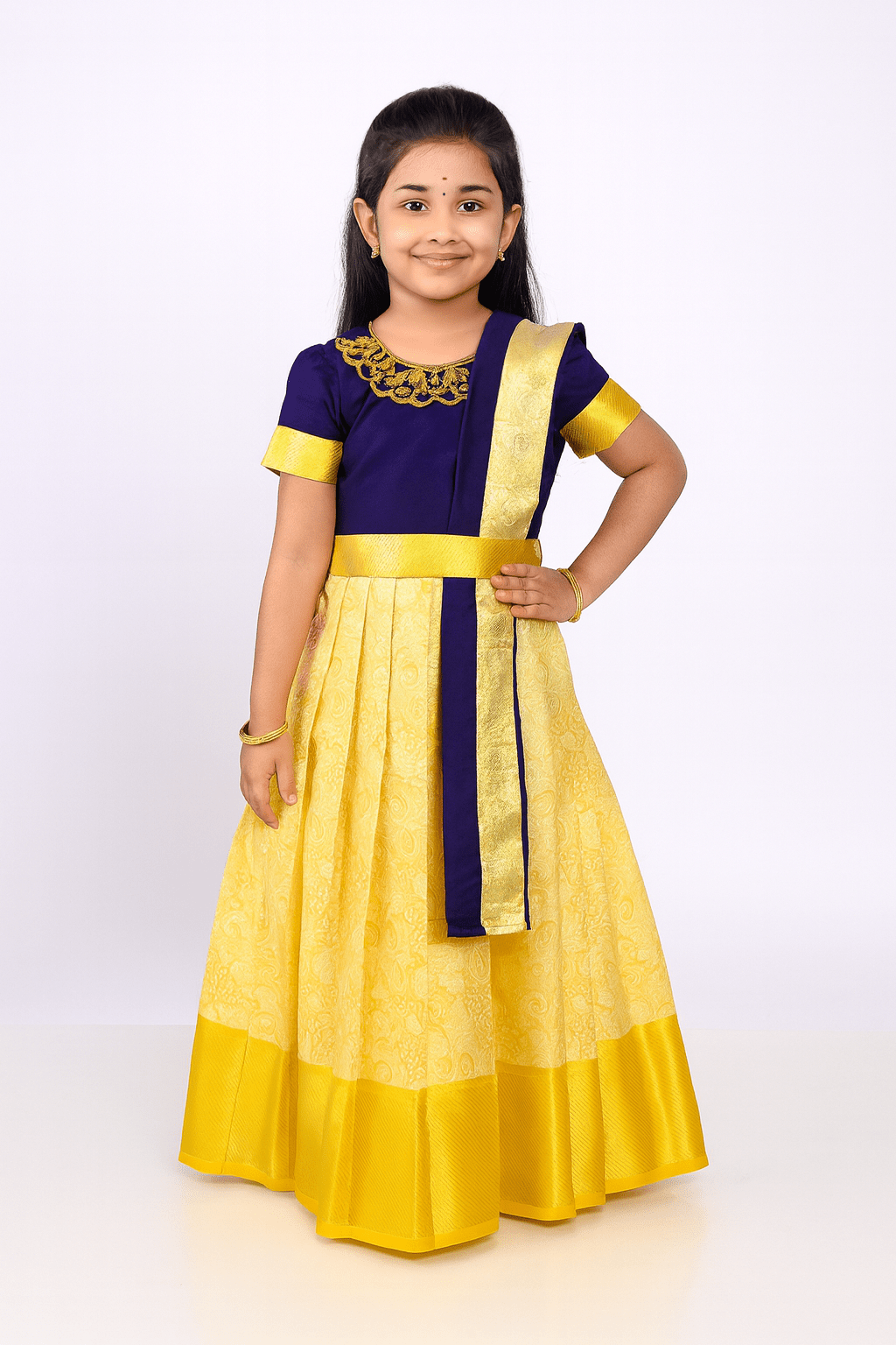 New Kids Blue Gold Traditional Gown PG591 - Prince N Princess