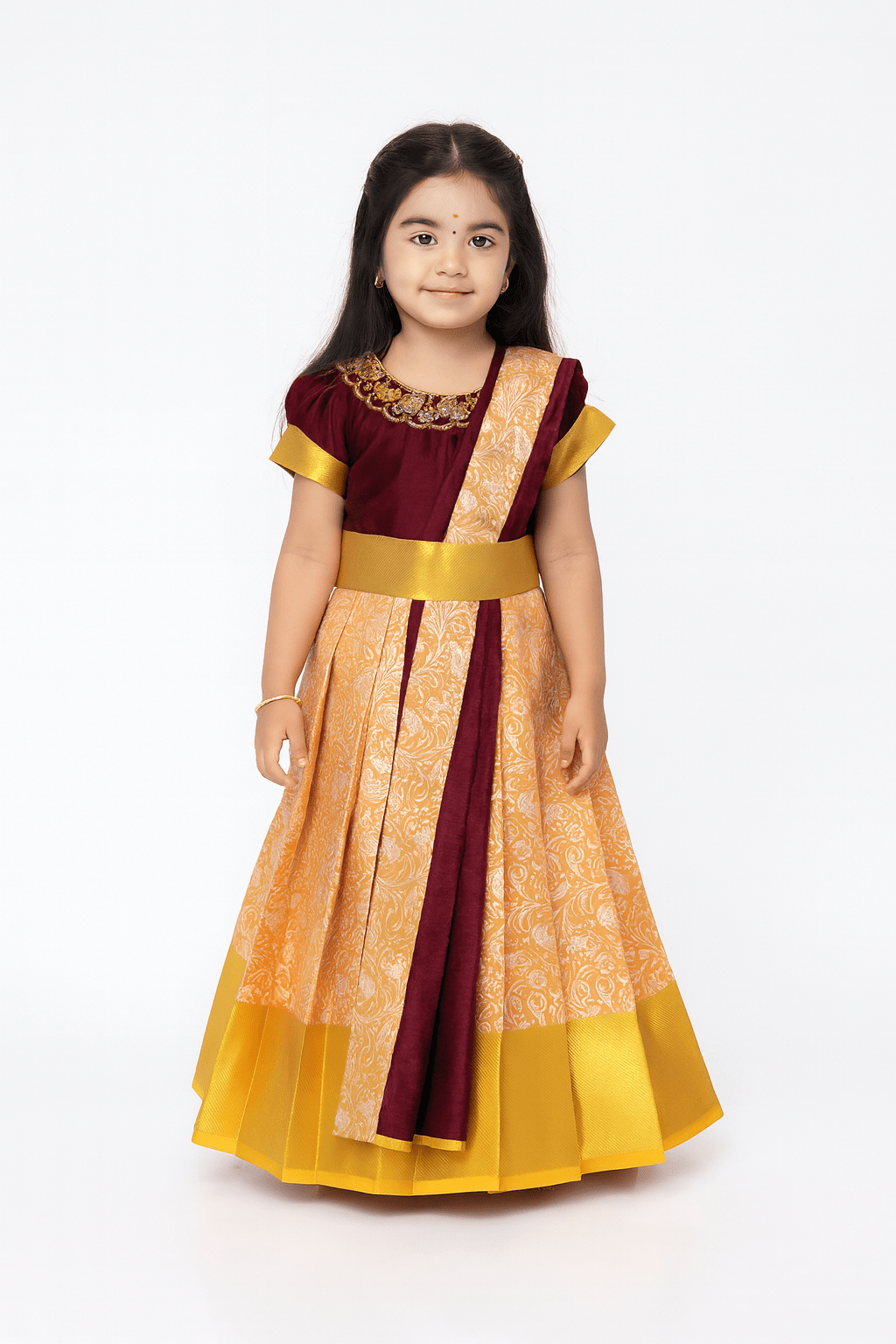 New Kids Maroon Traditional Gown PG592 - Prince N Princess